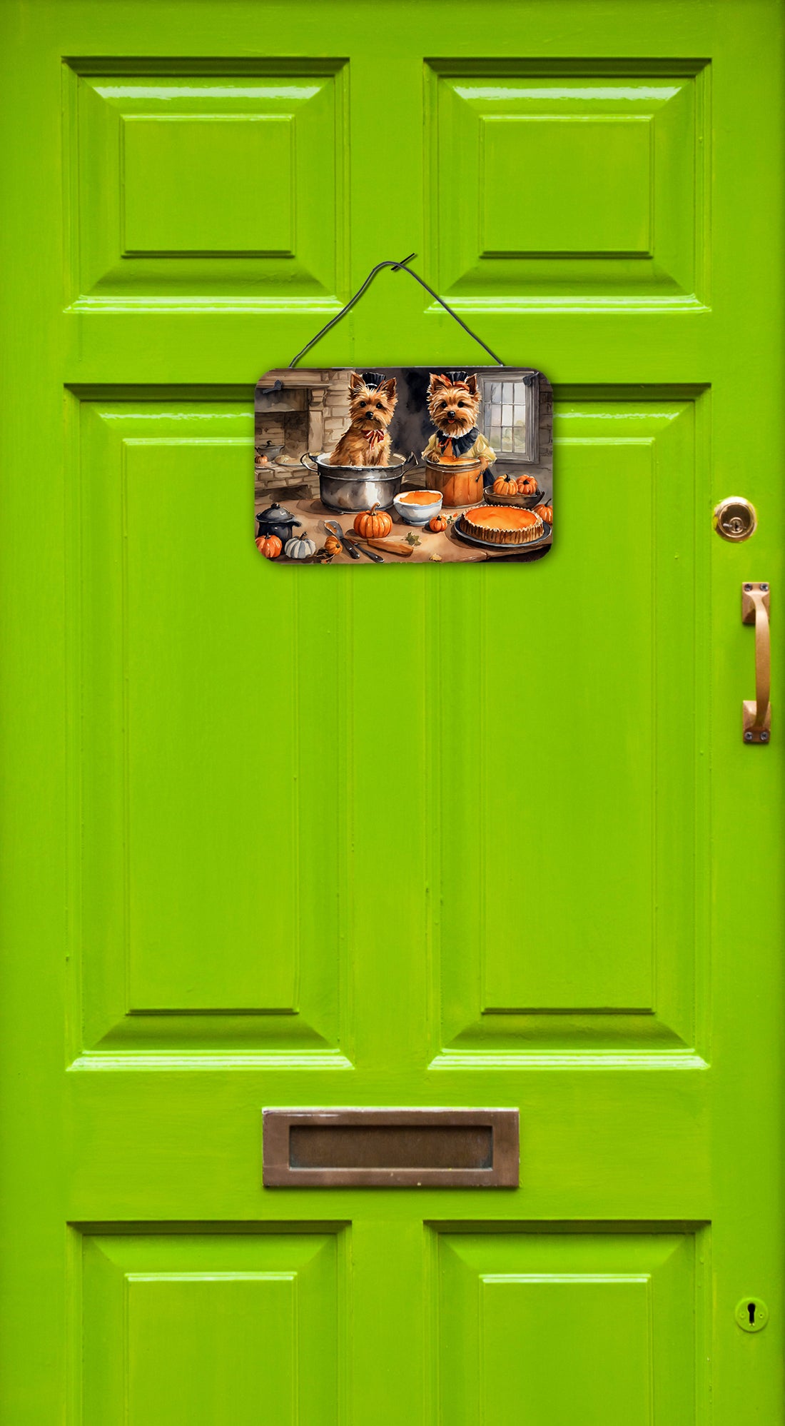Buy this Norwich Terrier Fall Kitchen Pumpkins Wall or Door Hanging Prints