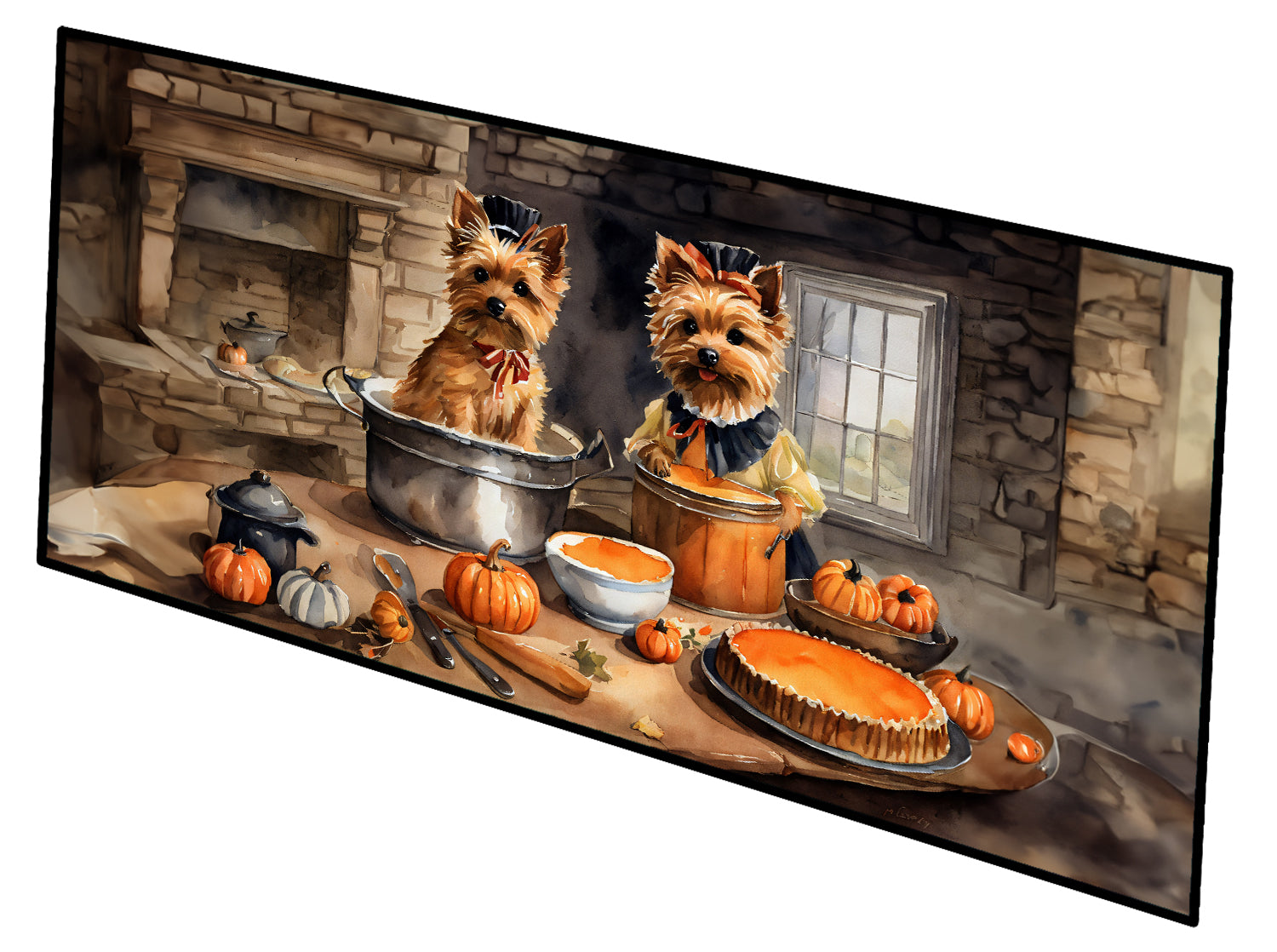 Buy this Norwich Terrier Fall Kitchen Pumpkins Runner Mat 28x58