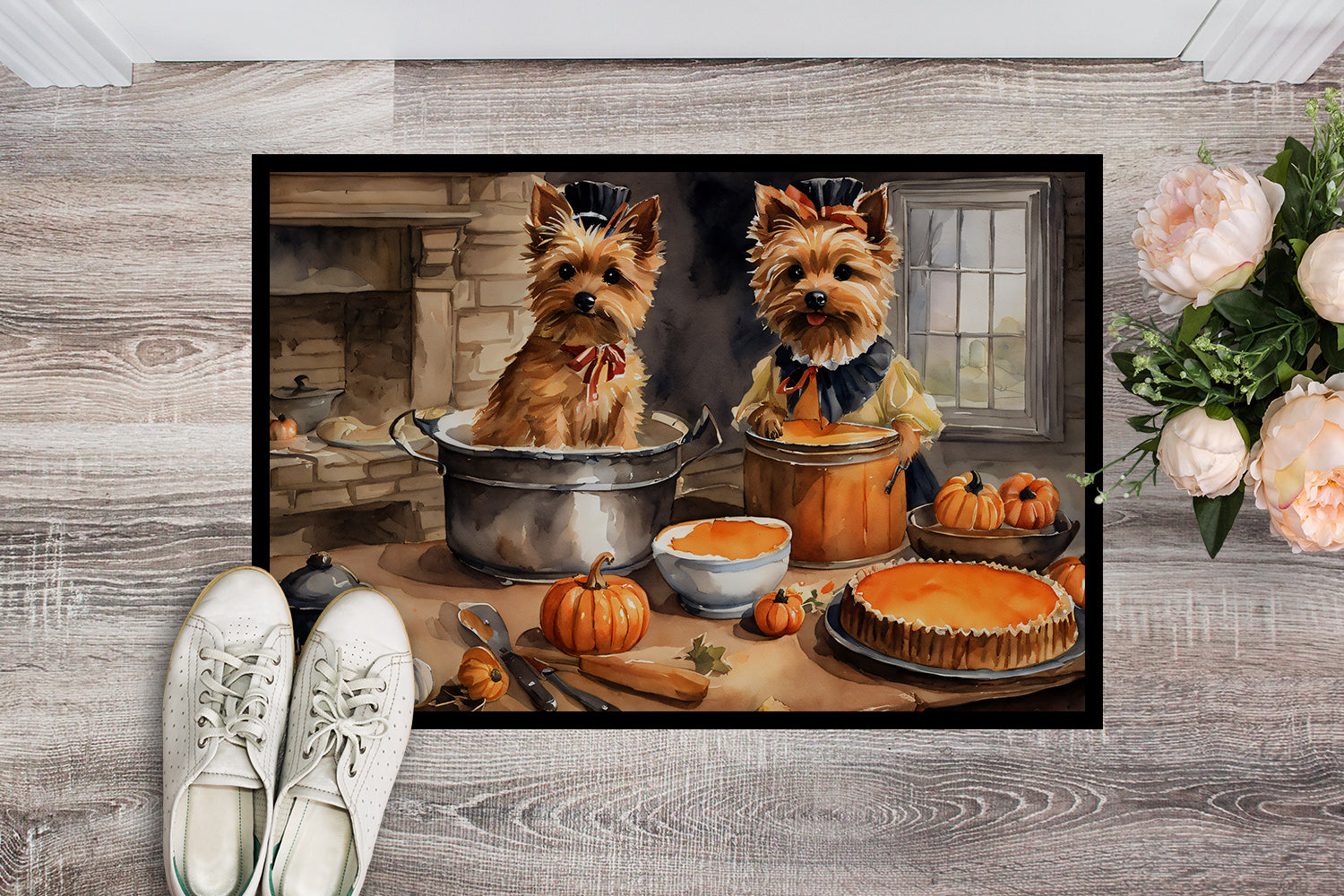 Buy this Norwich Terrier Fall Kitchen Pumpkins Indoor or Outdoor Mat 24x36