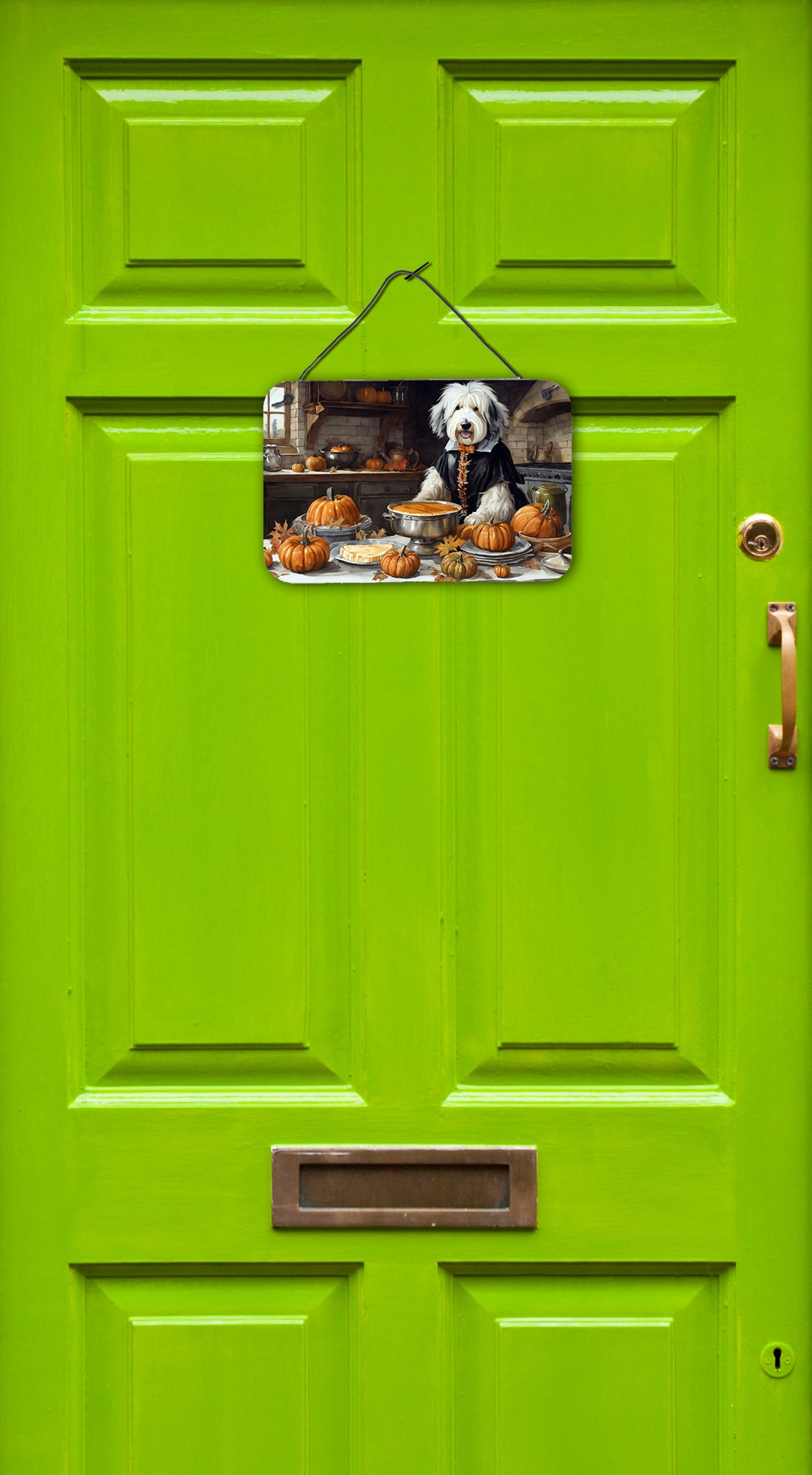 Buy this Old English Sheepdog Fall Kitchen Pumpkins Wall or Door Hanging Prints