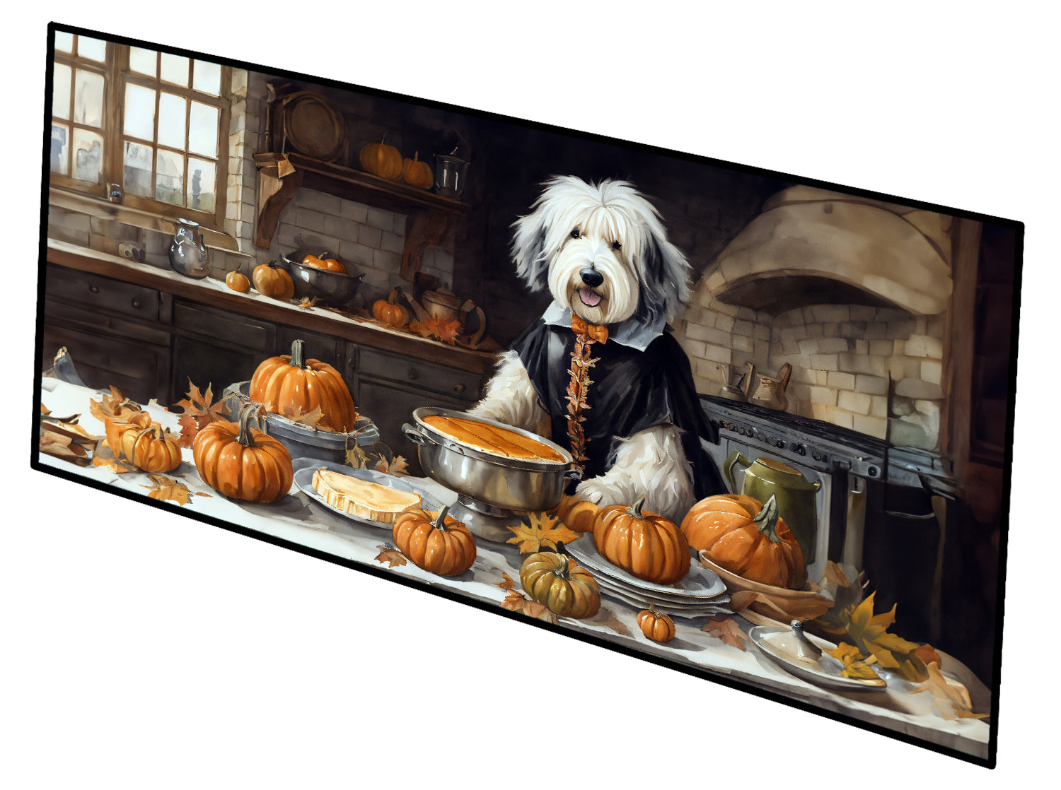 Buy this Old English Sheepdog Fall Kitchen Pumpkins Runner Mat 28x58