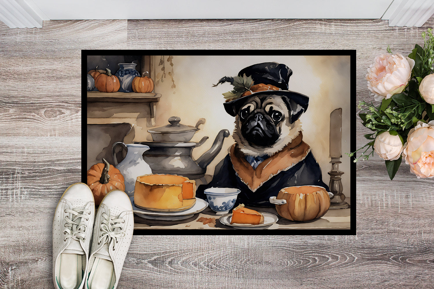 Buy this Pug Fall Kitchen Pumpkins Doormat 18x27