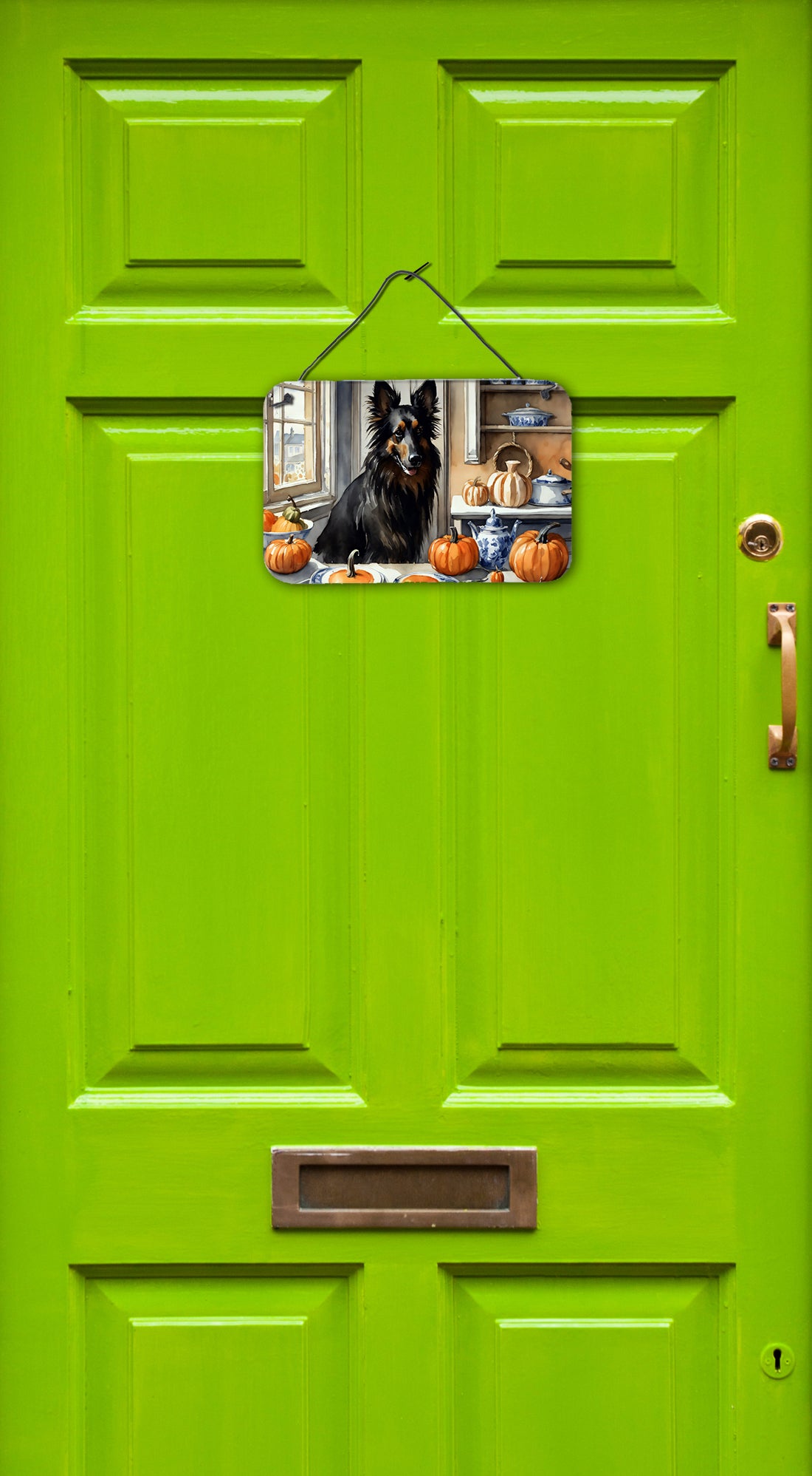 Buy this Belgian Sheepdog Fall Kitchen Pumpkins Wall or Door Hanging Prints