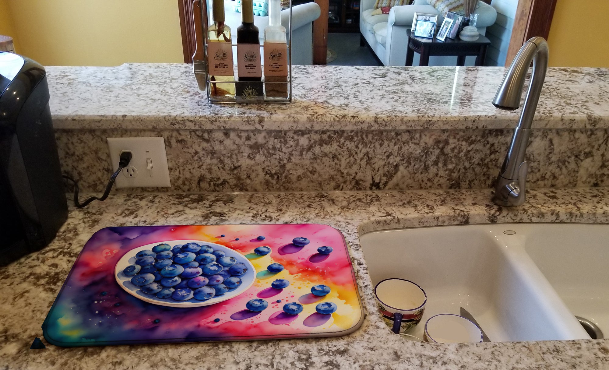 Colorful Blueberries Dish Drying Mat