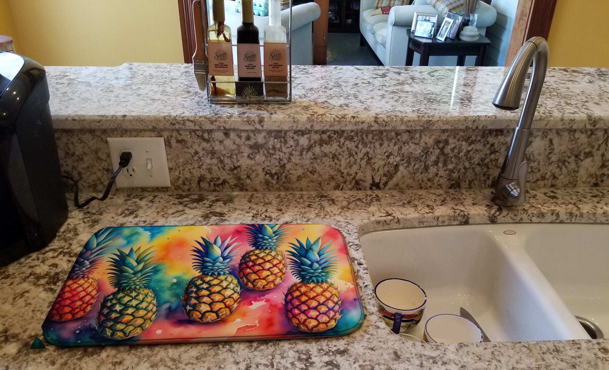 Colorful Pineapples Dish Drying Mat