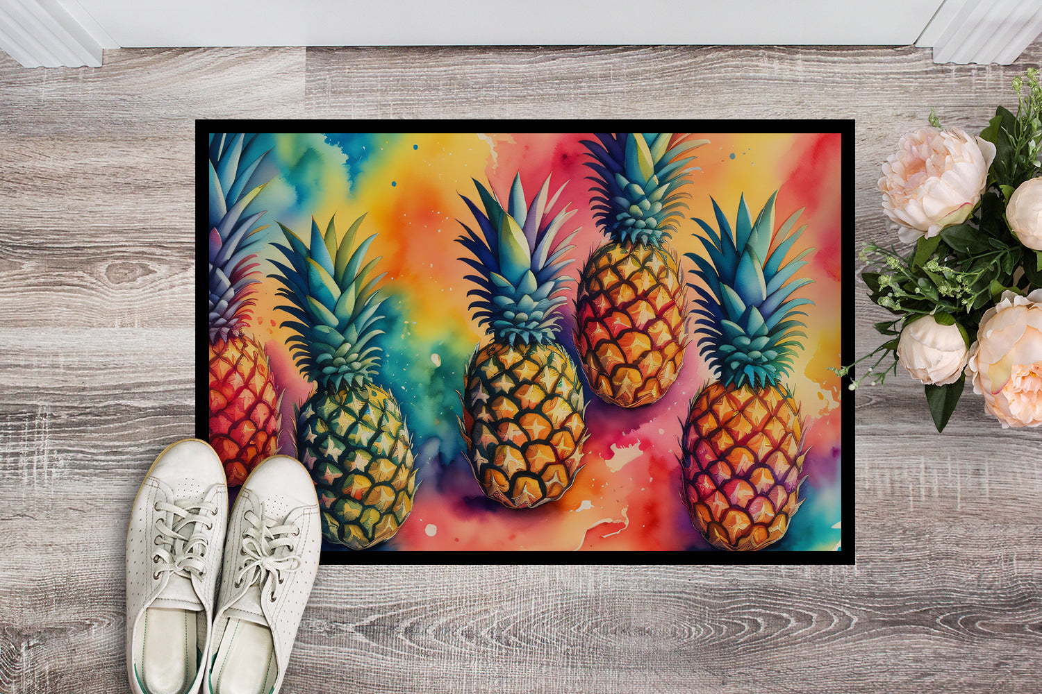 Buy this Colorful Pineapples Indoor or Outdoor Mat 24x36