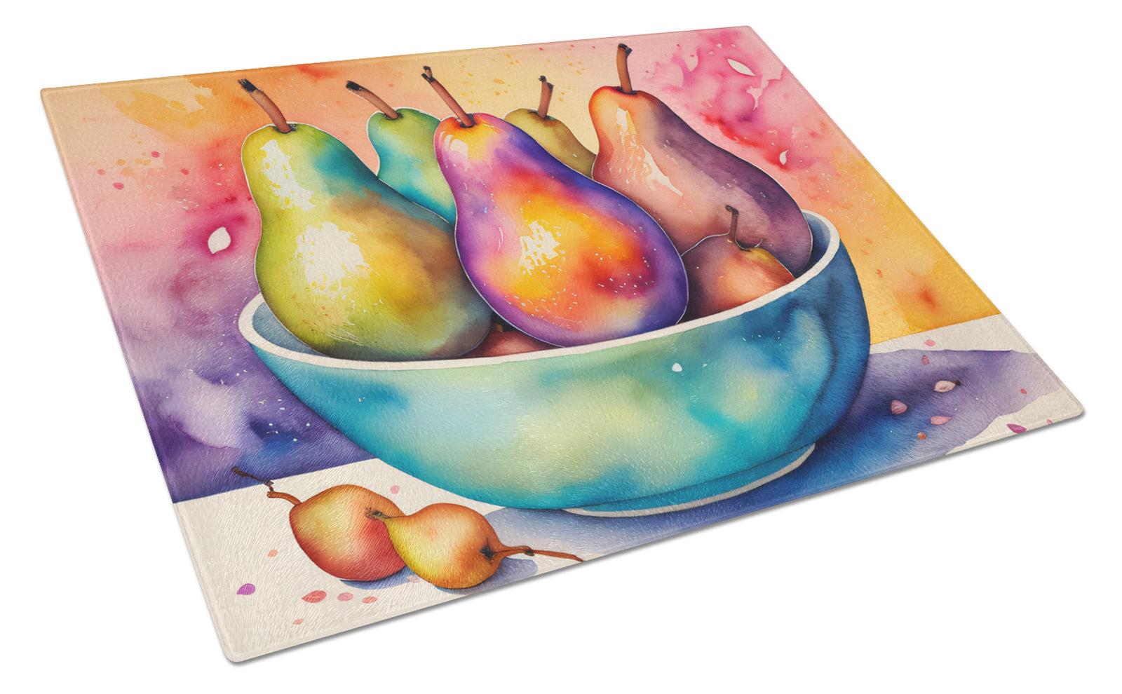 Buy this Colorful Pears Glass Cutting Board Large