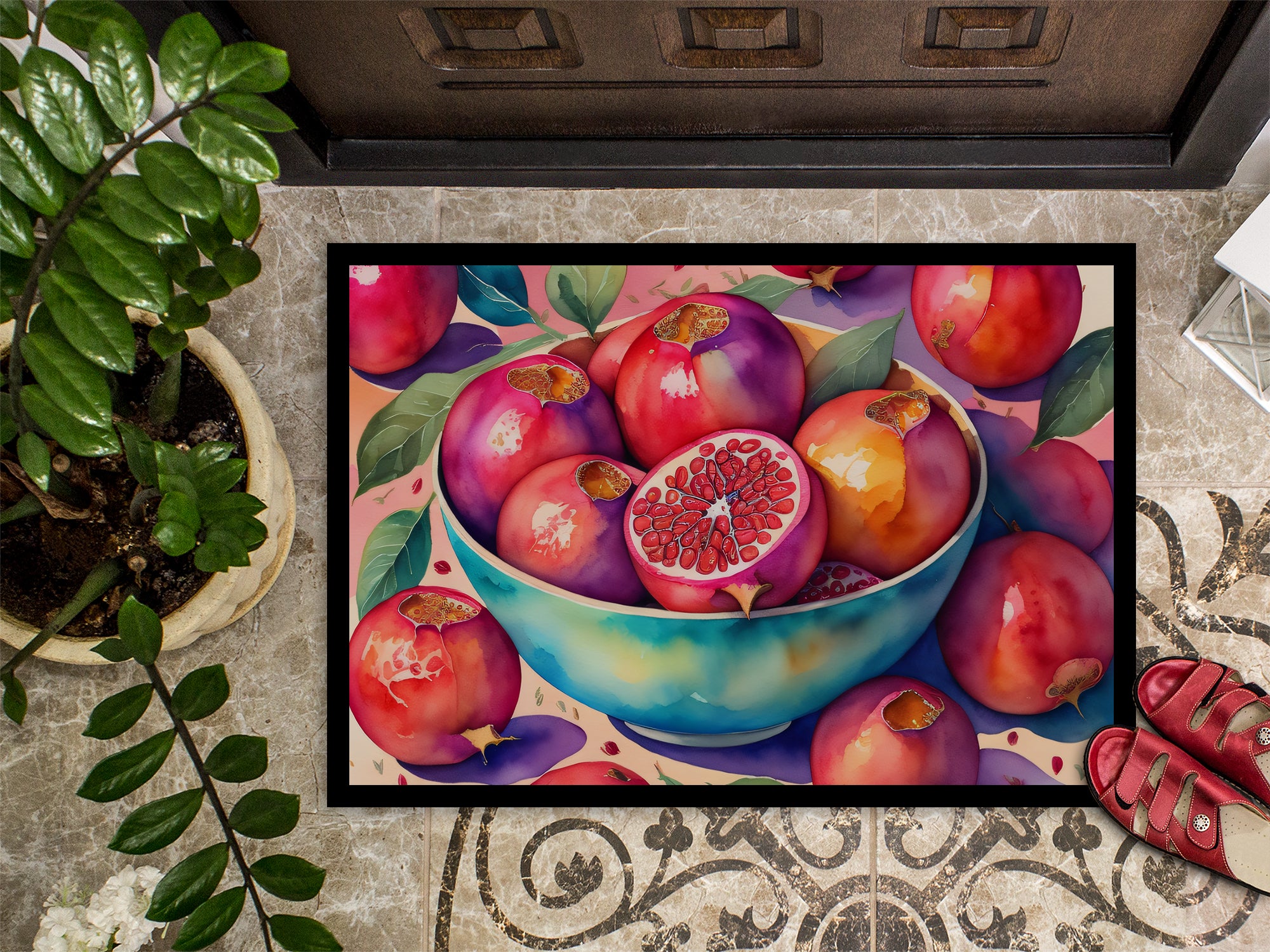 Colorful Pomegranates Doormat 18x27