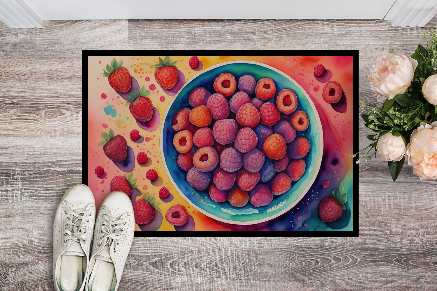 Colorful Raspberries Doormat 18x27