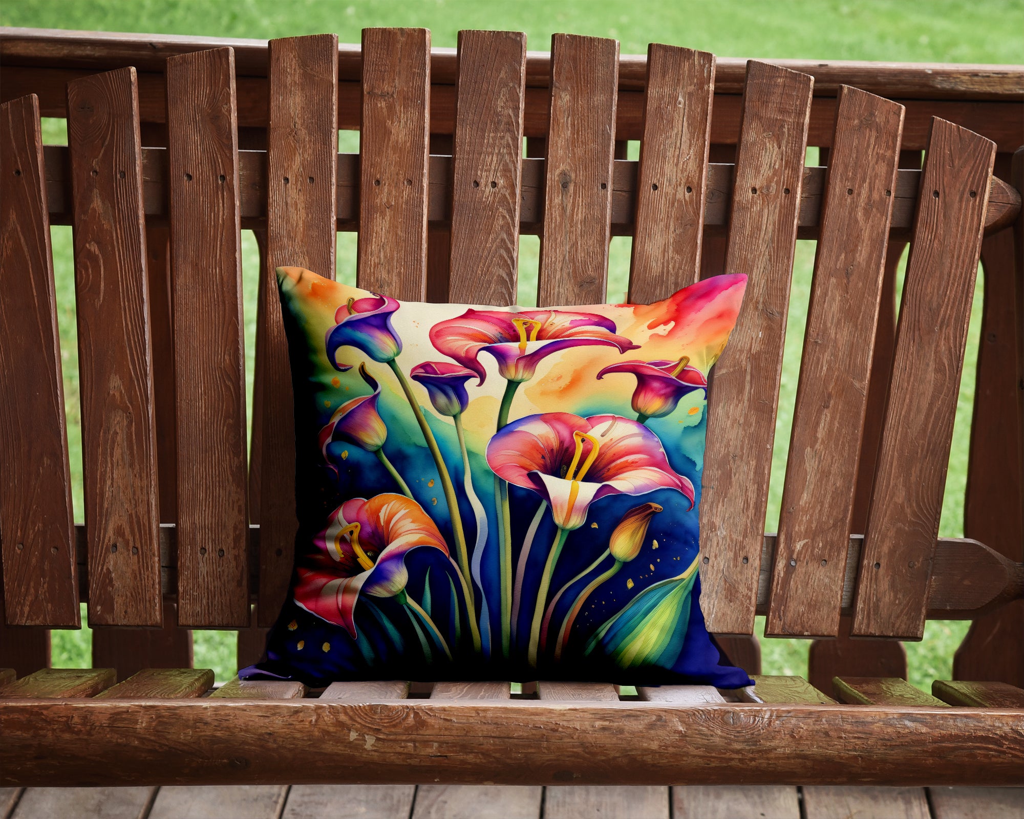 Buy this Colorful Calla Lilies Fabric Decorative Pillow