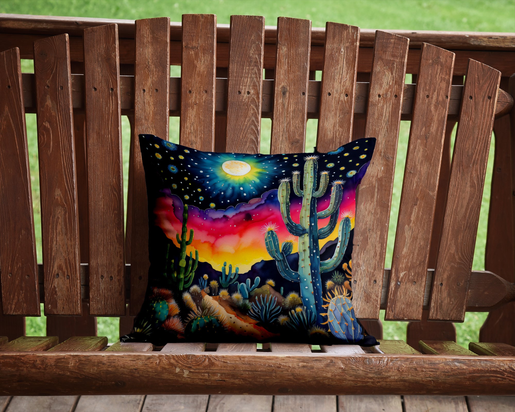 Buy this Colorful Queen of the Night Cactus Fabric Decorative Pillow