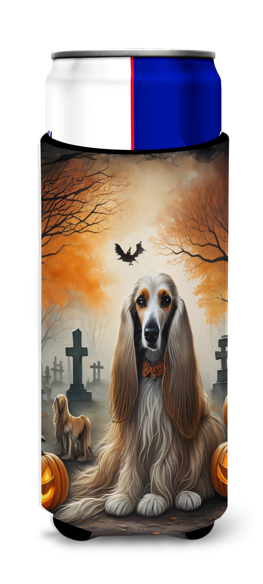 Buy this Afghan Hound Spooky Halloween Hugger for Ultra Slim Cans