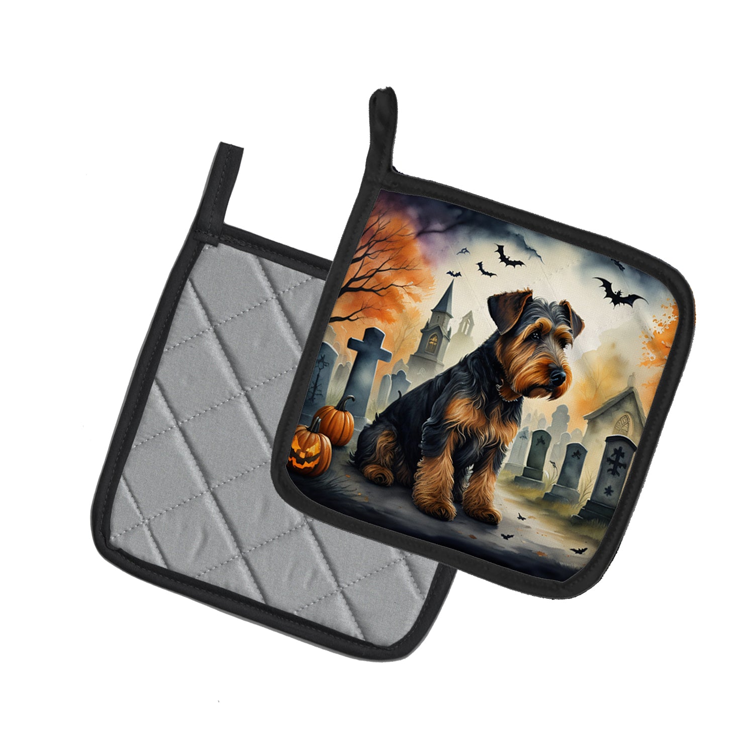 Buy this Airedale Terrier Spooky Halloween Pair of Pot Holders