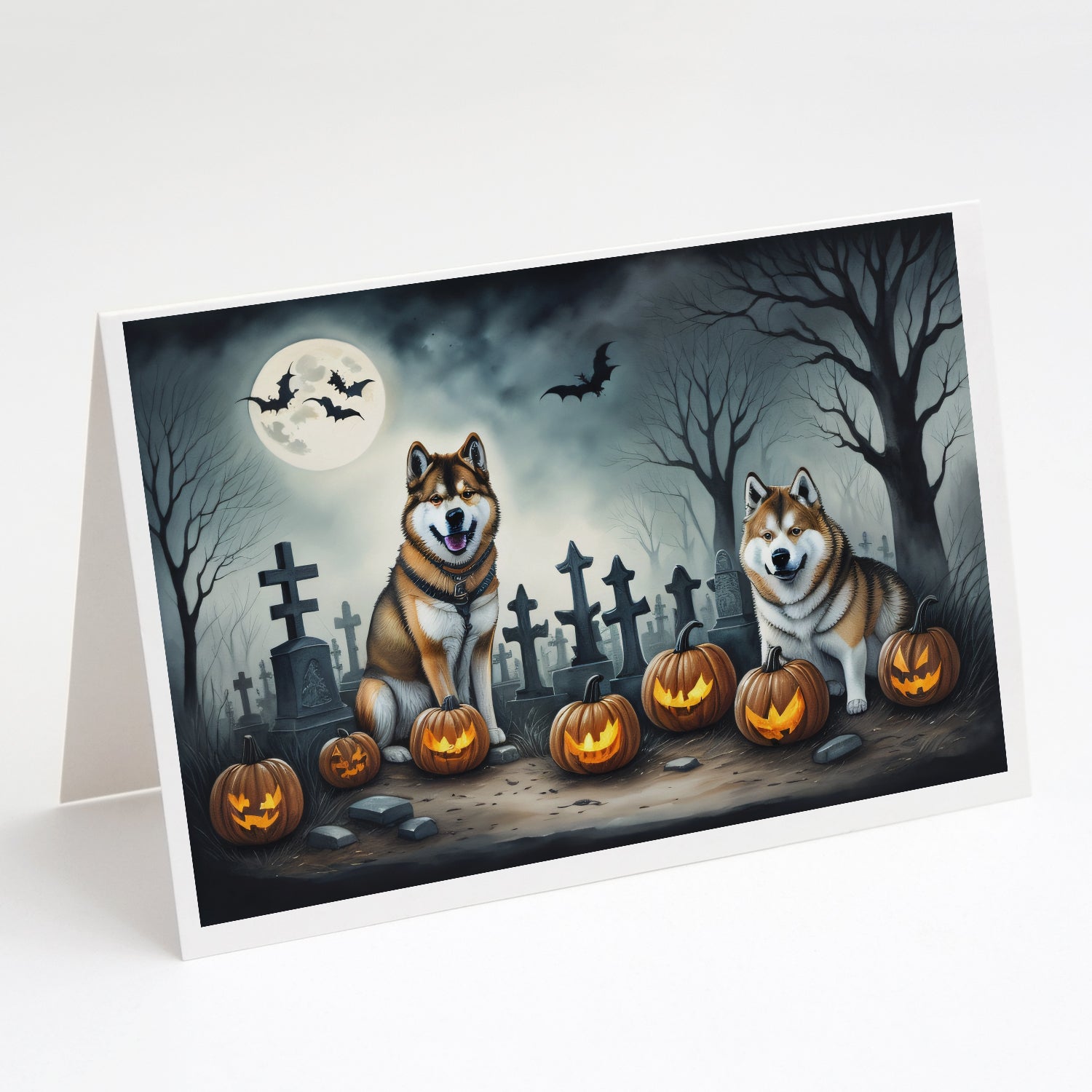 Buy this Akita Spooky Halloween Greeting Cards and Envelopes Pack of 8