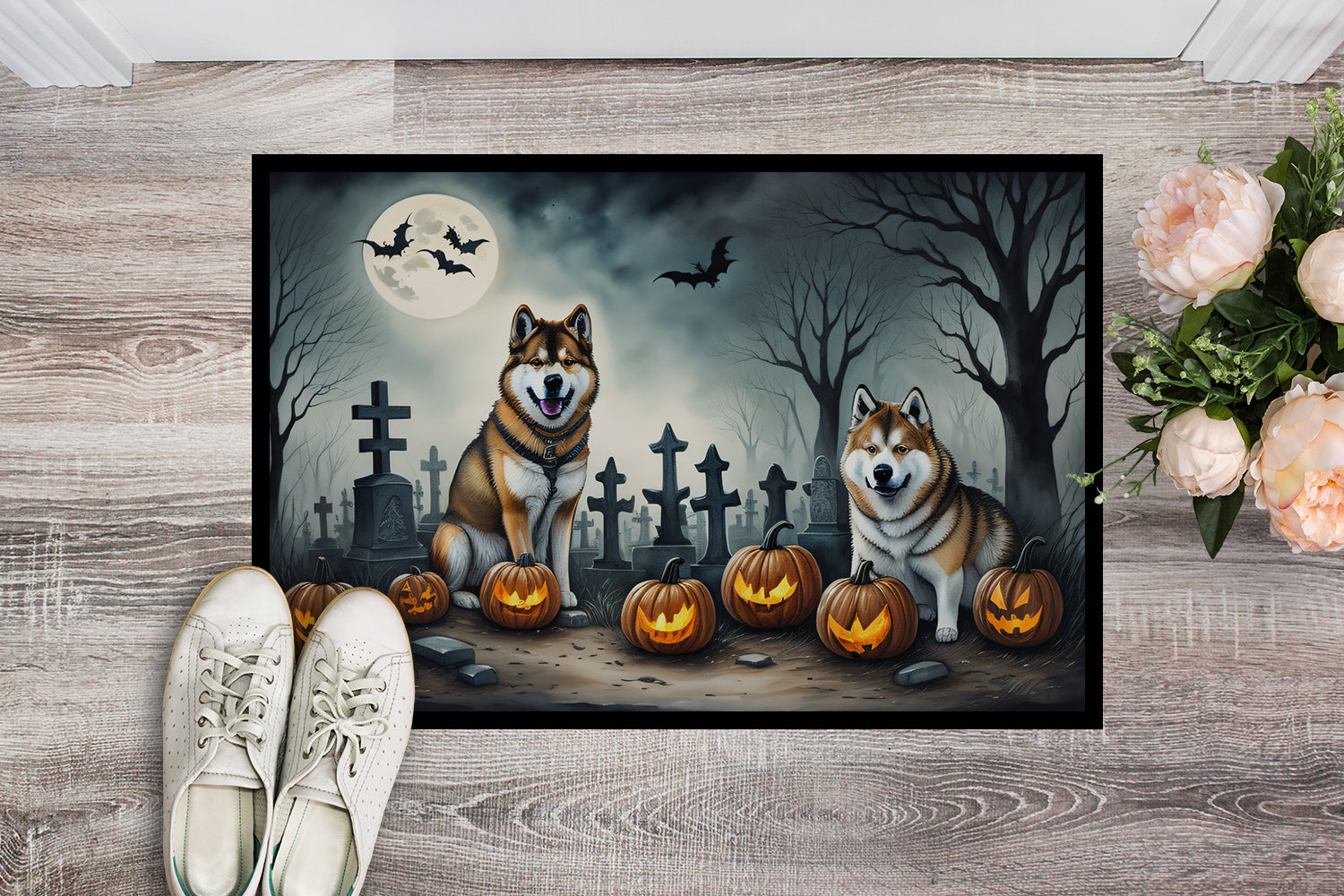 Buy this Akita Spooky Halloween Indoor or Outdoor Mat 24x36