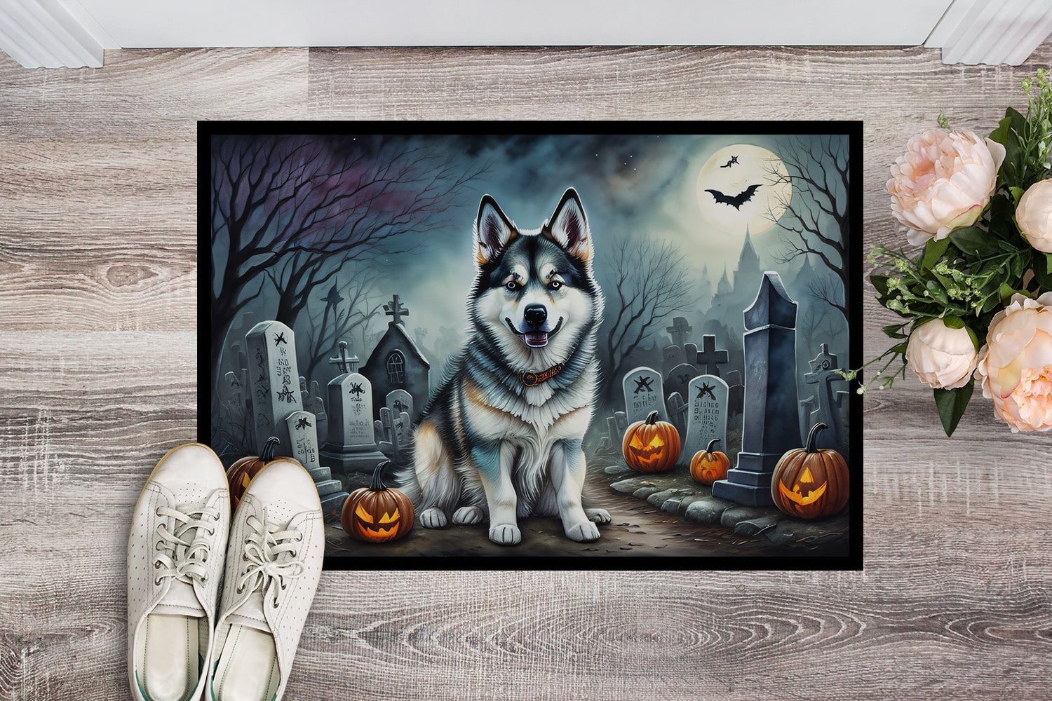 Buy this Alaskan Malamute Spooky Halloween Indoor or Outdoor Mat 24x36