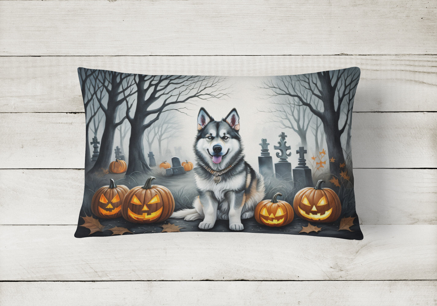 Buy this Alaskan Malamute Spooky Halloween Fabric Decorative Pillow
