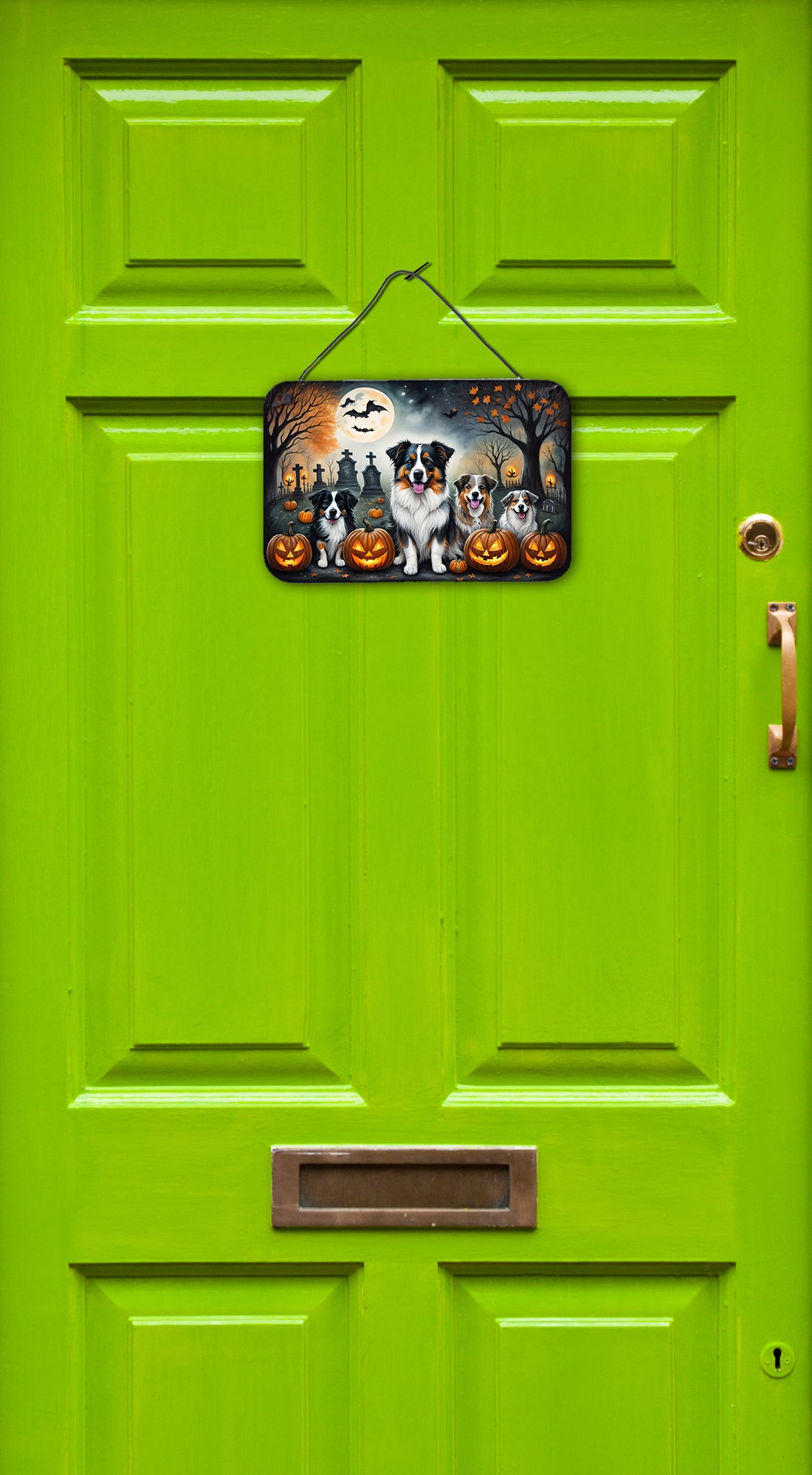 Buy this Australian Shepherd Spooky Halloween Wall or Door Hanging Prints