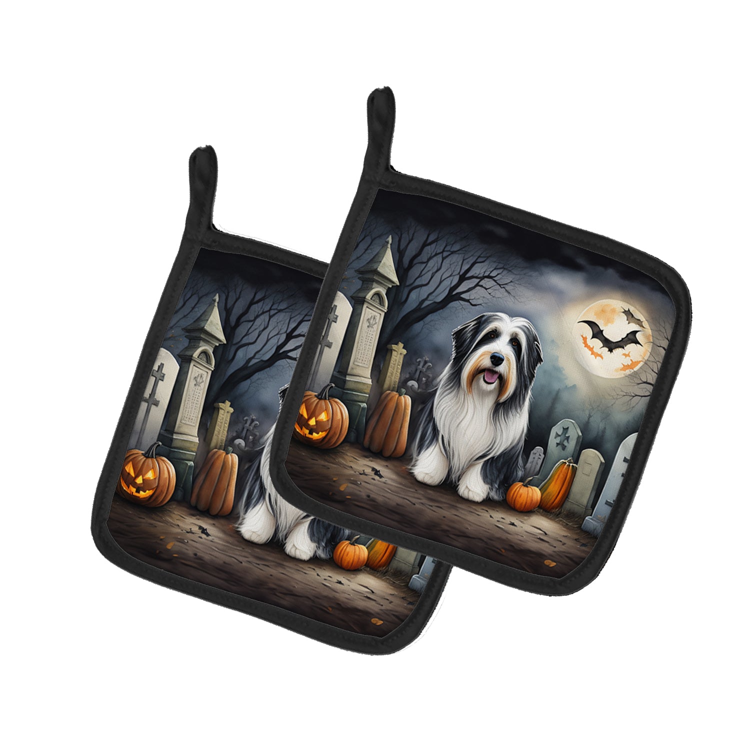 Buy this Bearded Collie Spooky Halloween Pair of Pot Holders