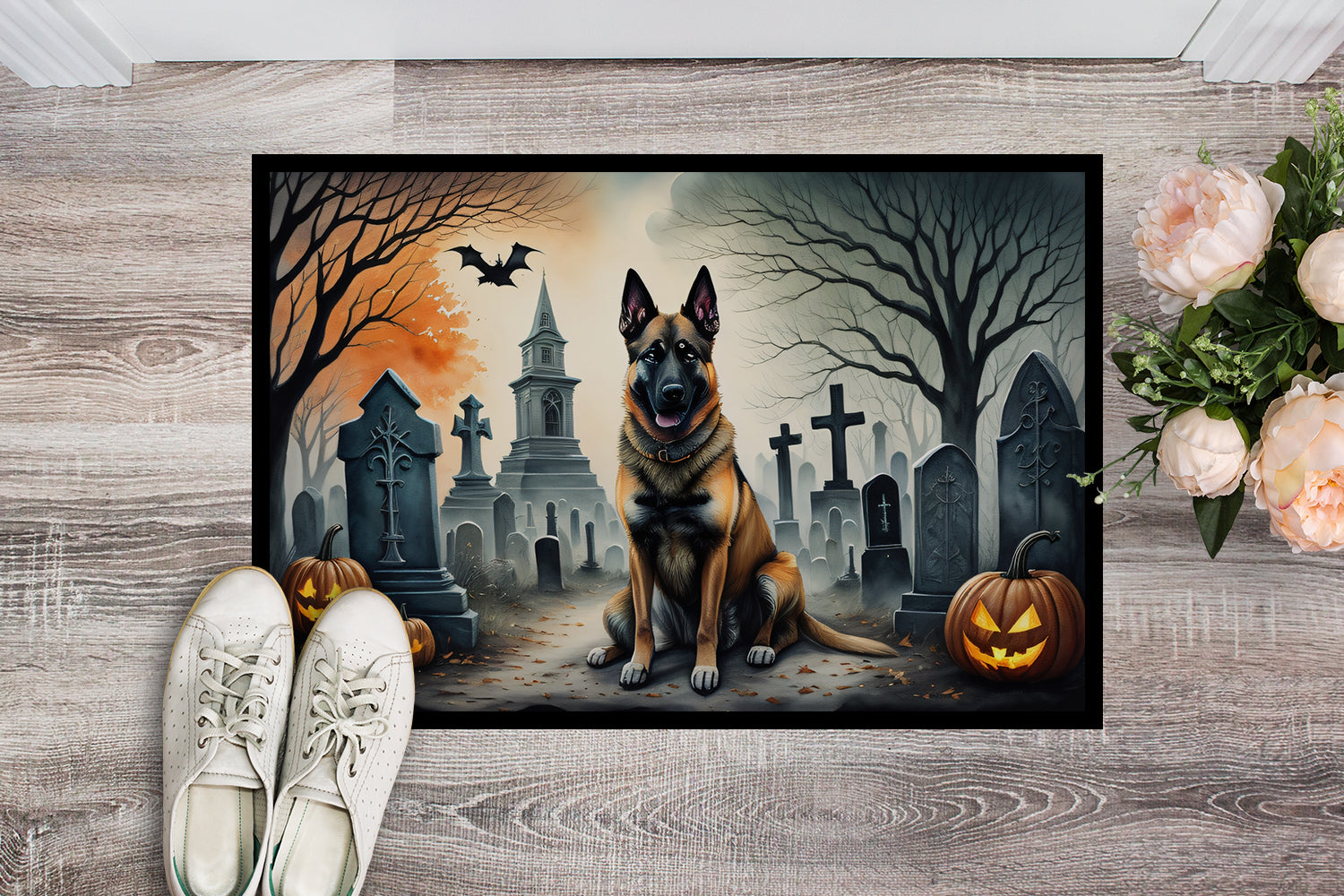 Buy this Belgian Malinois Spooky Halloween Doormat 18x27