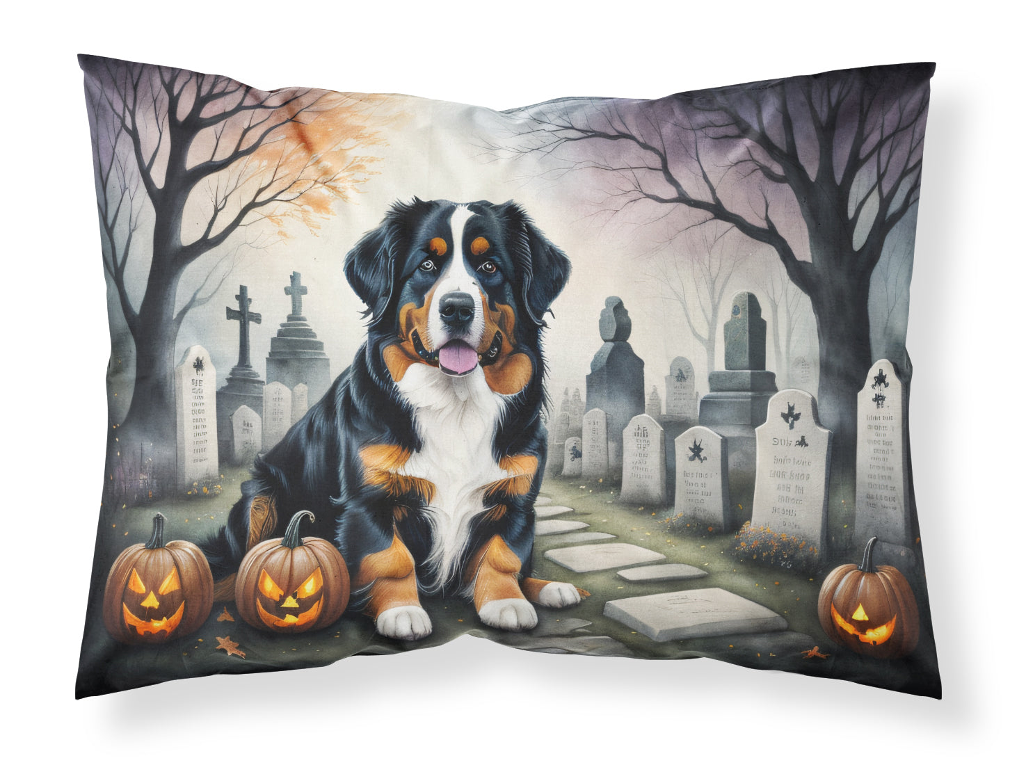 Buy this Bernese Mountain Dog Spooky Halloween Fabric Standard Pillowcase