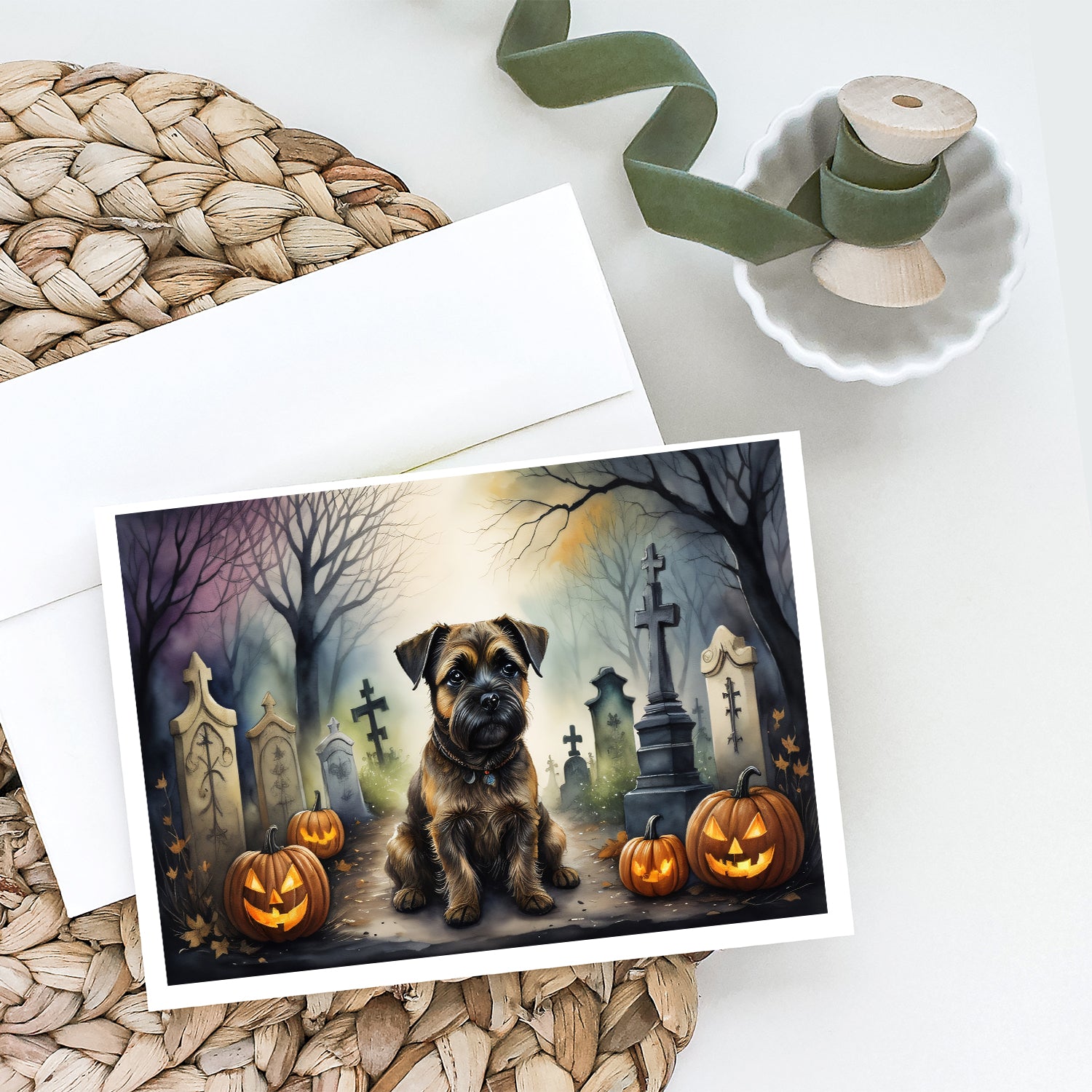 Buy this Border Terrier Spooky Halloween Greeting Cards and Envelopes Pack of 8