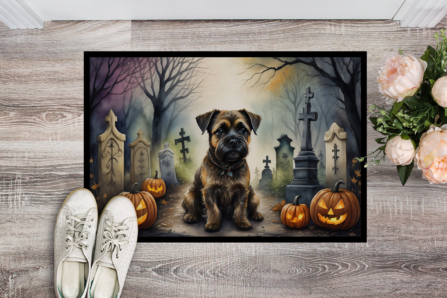 Buy this Border Terrier Spooky Halloween Indoor or Outdoor Mat 24x36