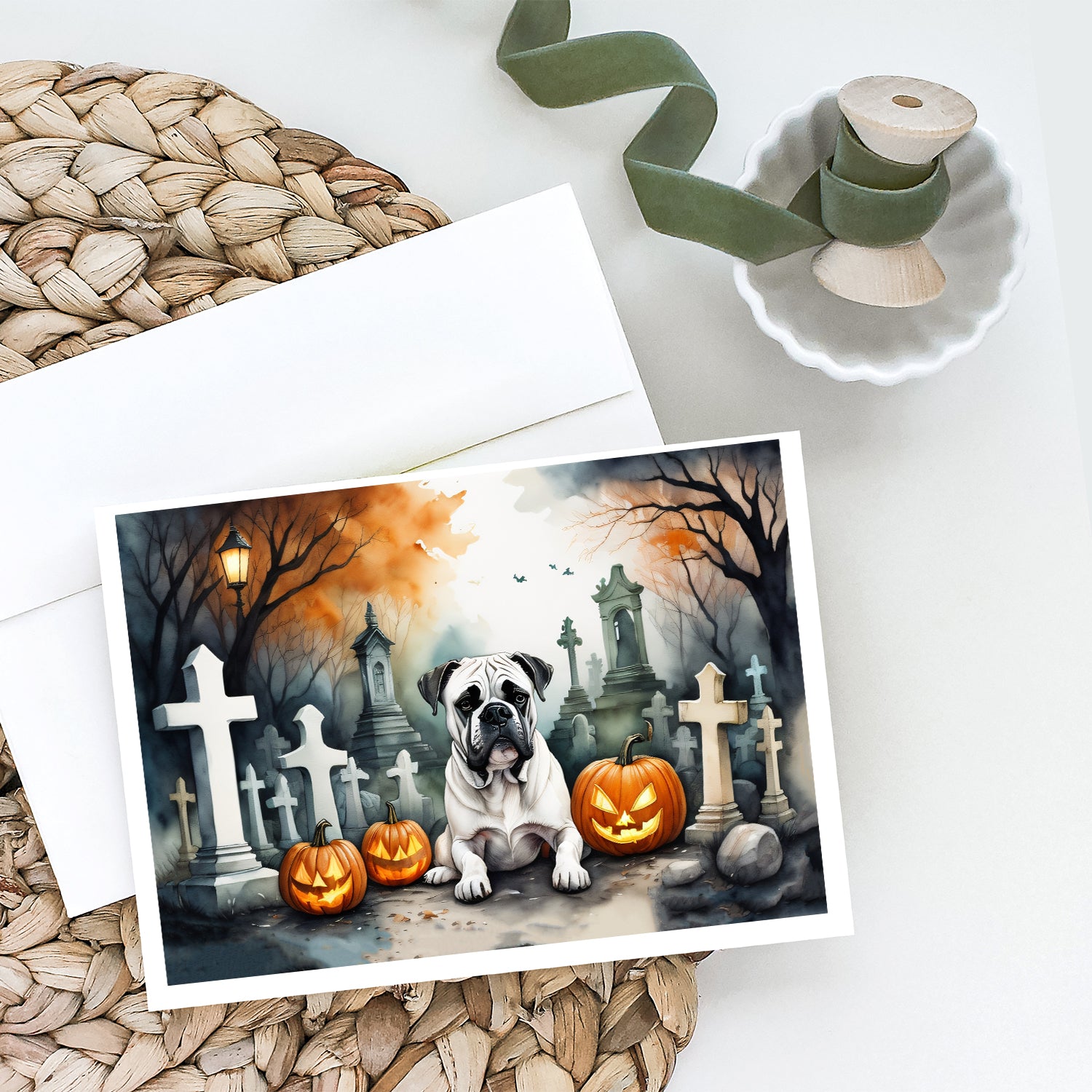 Buy this Boxer Spooky Halloween Greeting Cards and Envelopes Pack of 8