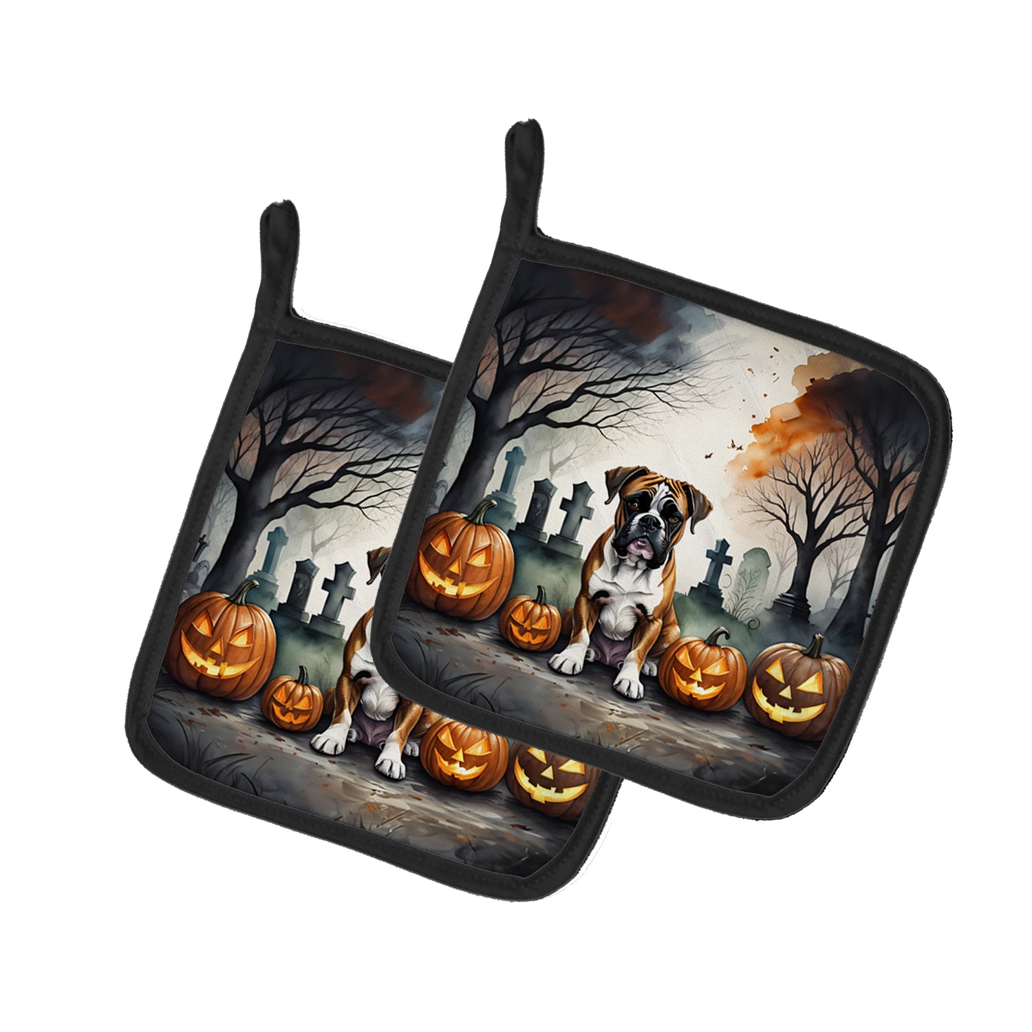 Buy this Boxer Spooky Halloween Pair of Pot Holders