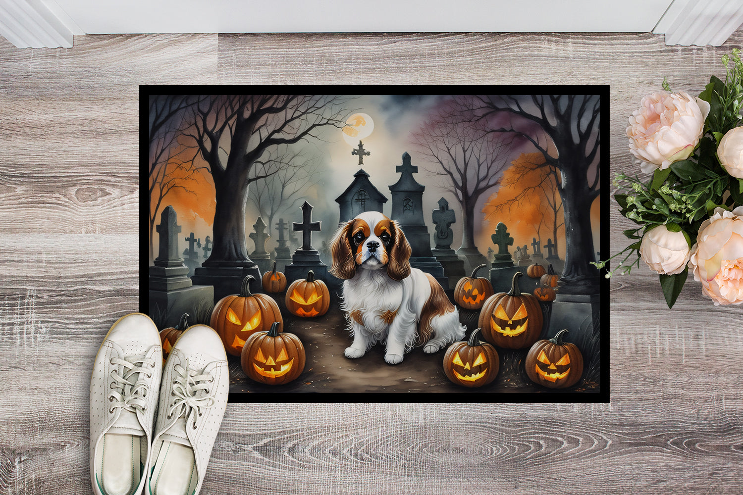Buy this Cavalier Spaniel Spooky Halloween Indoor or Outdoor Mat 24x36