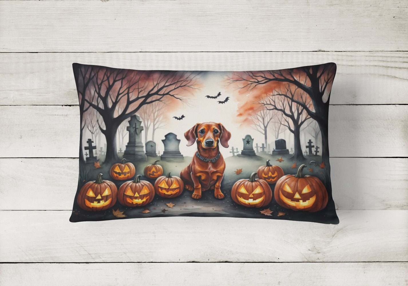 Buy this Dachshund Spooky Halloween Fabric Decorative Pillow