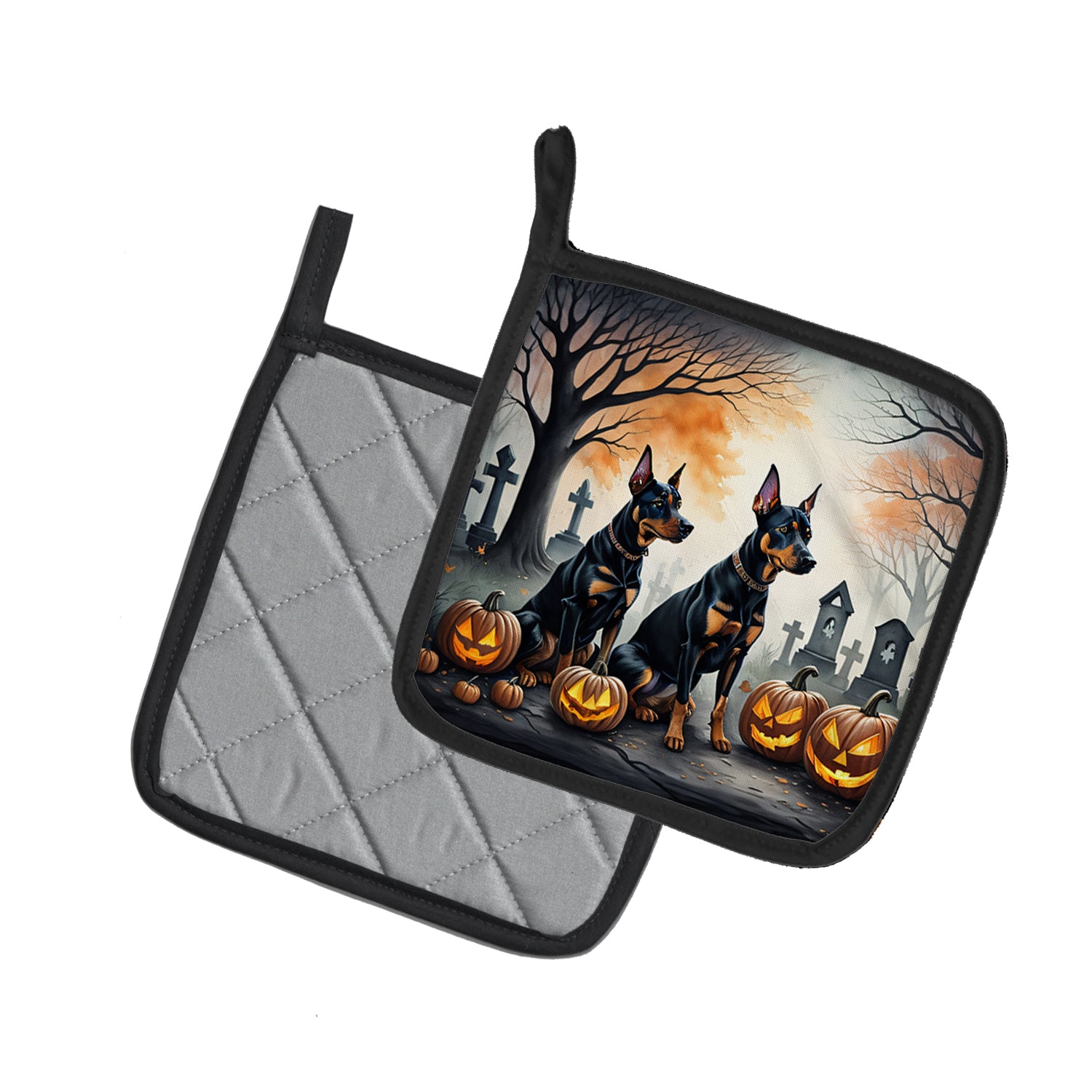 Buy this Doberman Pinscher Spooky Halloween Pair of Pot Holders