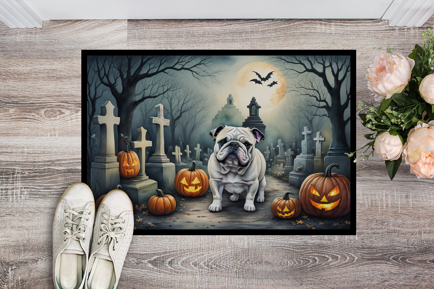 Buy this English Bulldog Spooky Halloween Indoor or Outdoor Mat 24x36