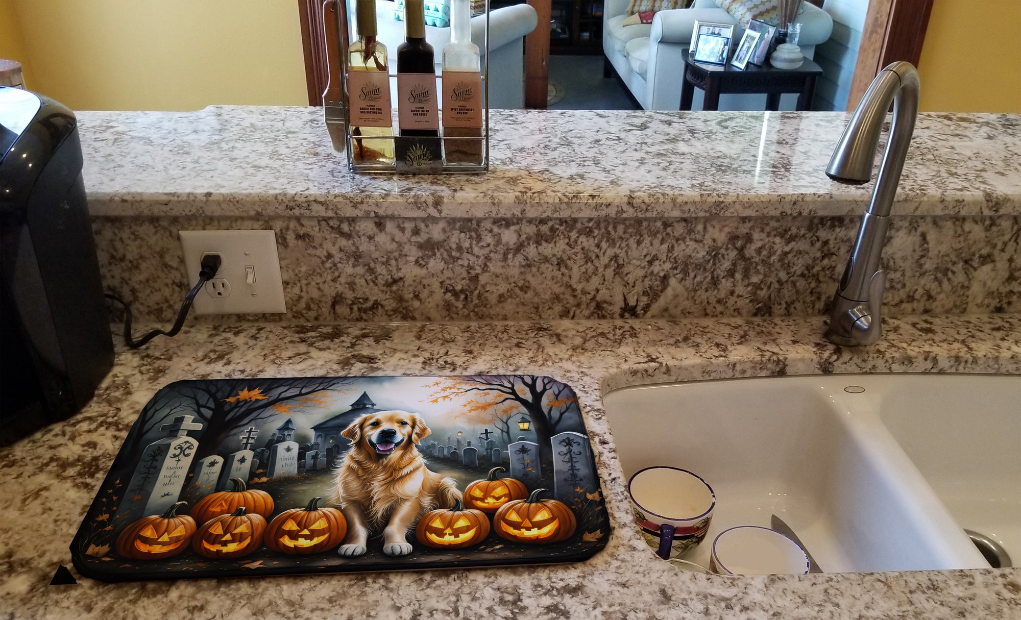 Buy this Golden Retriever Spooky Halloween Dish Drying Mat