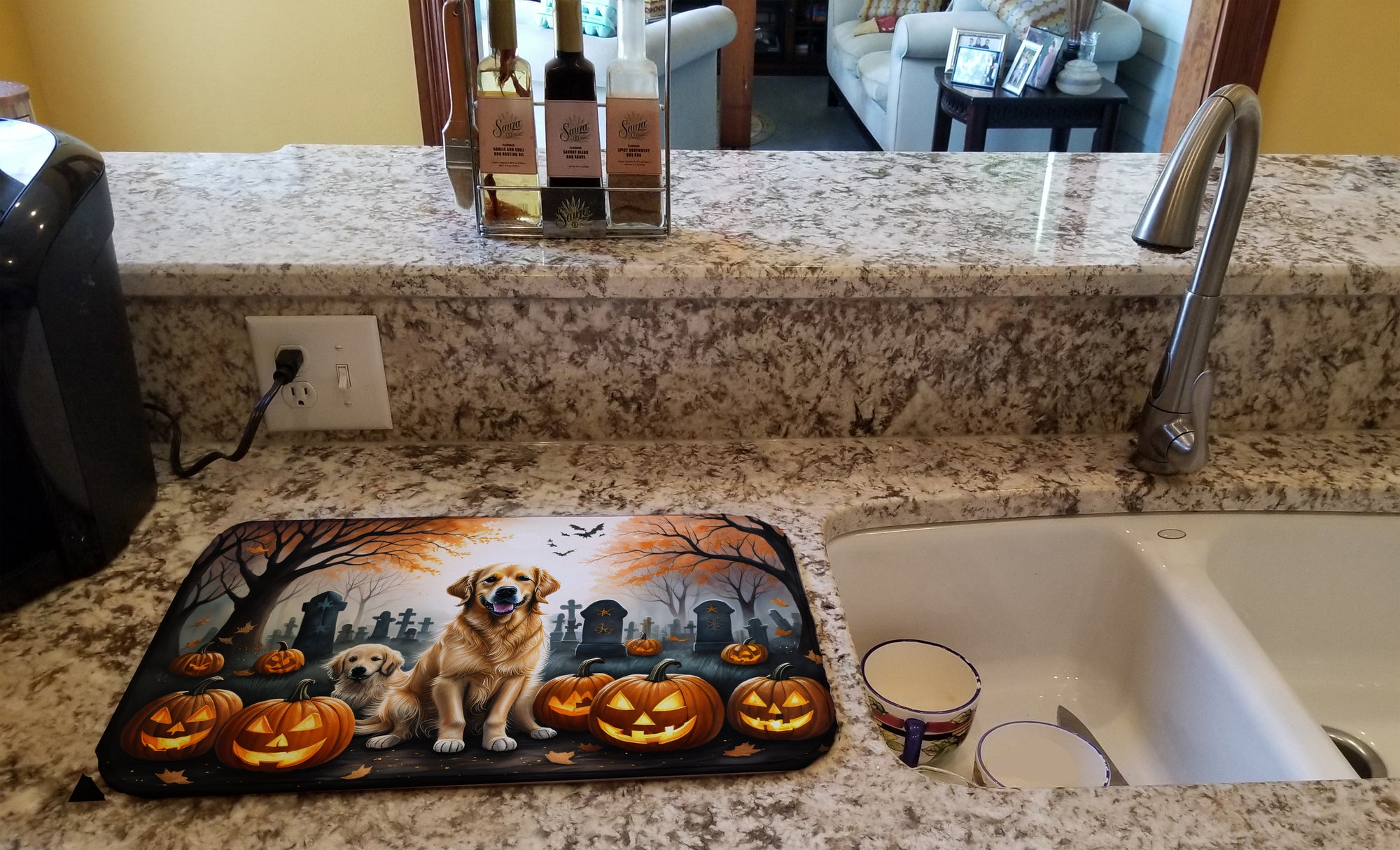 Buy this Golden Retriever Spooky Halloween Dish Drying Mat