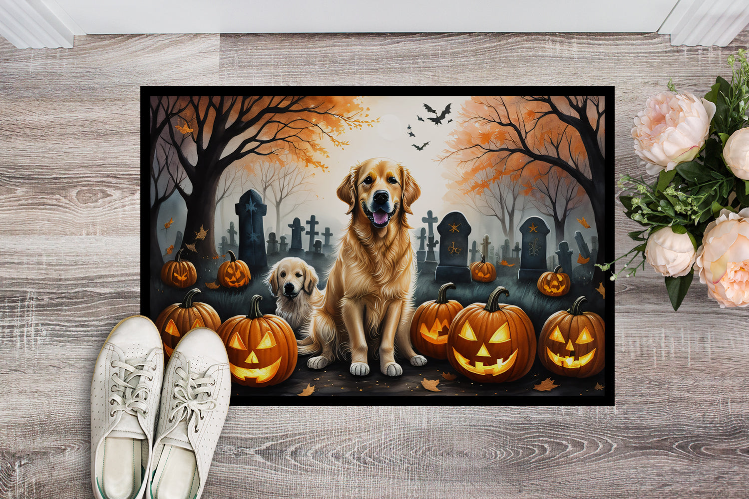 Buy this Golden Retriever Spooky Halloween Indoor or Outdoor Mat 24x36