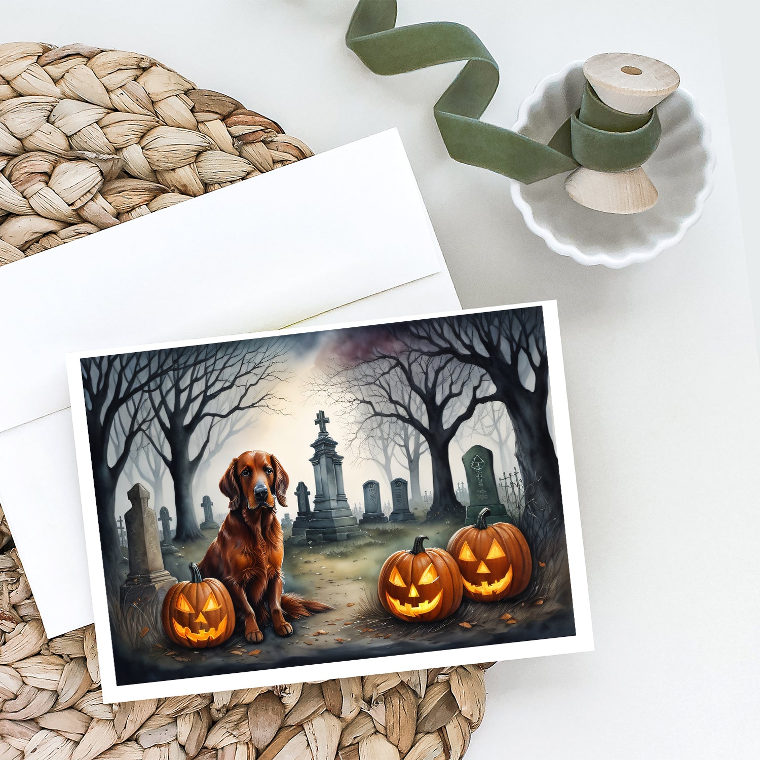 Buy this Irish Setter Spooky Halloween Greeting Cards and Envelopes Pack of 8
