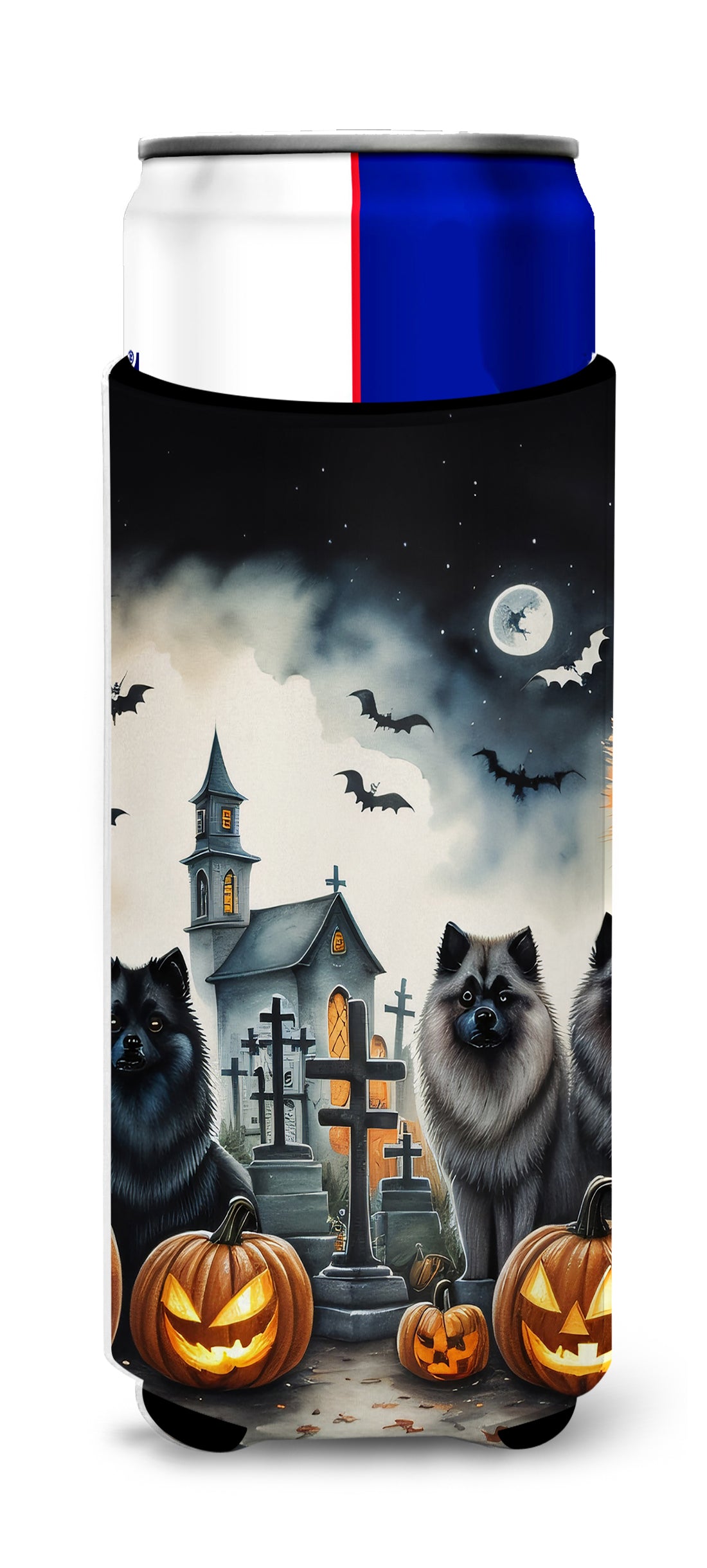 Buy this Keeshond Spooky Halloween Hugger for Ultra Slim Cans