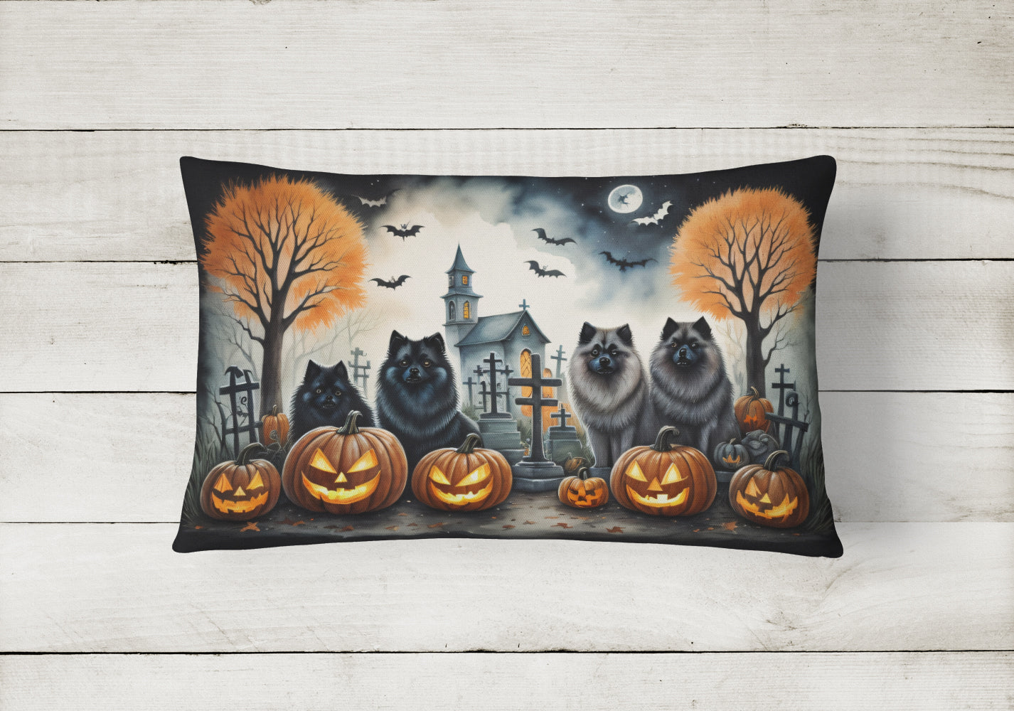 Buy this Keeshond Spooky Halloween Fabric Decorative Pillow