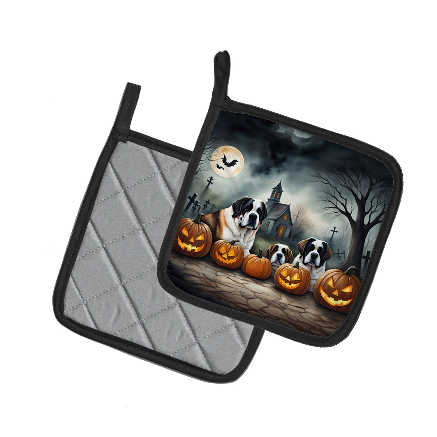 Buy this Saint Bernard Spooky Halloween Pair of Pot Holders