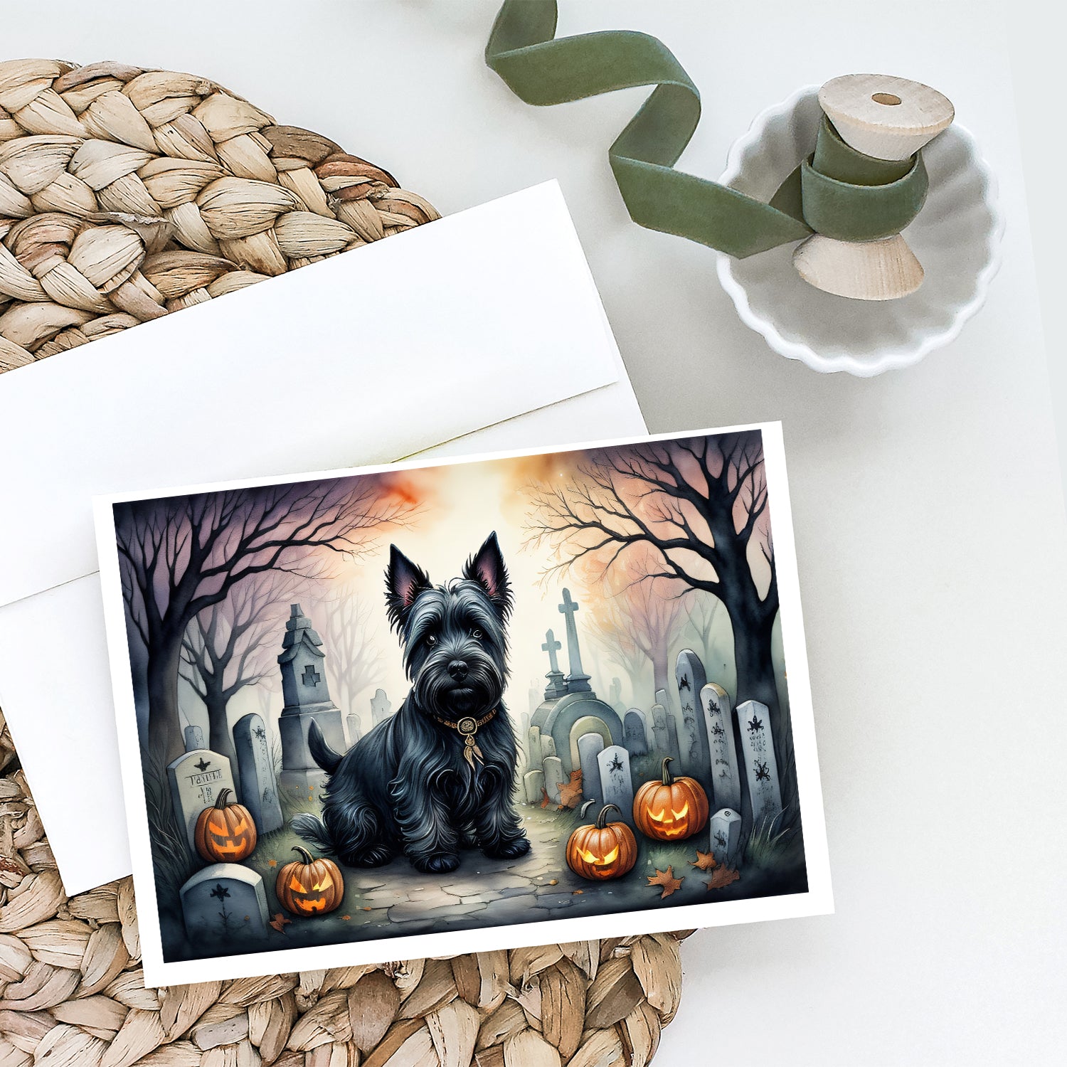 Buy this Scottish Terrier Spooky Halloween Greeting Cards and Envelopes Pack of 8