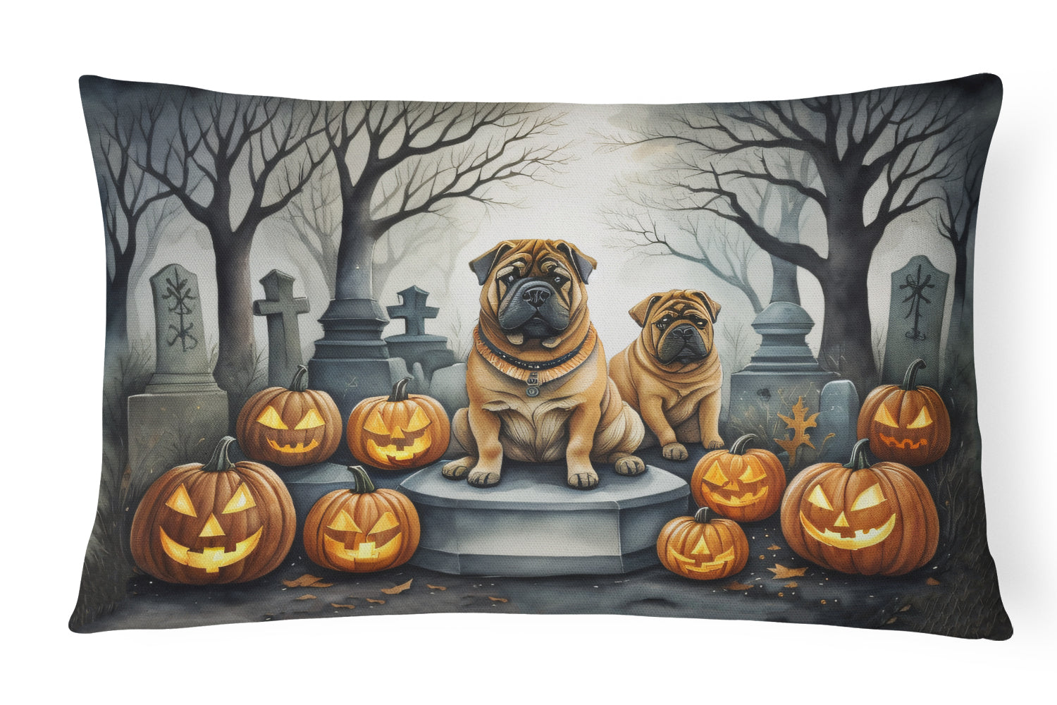 Buy this Shar Pei Spooky Halloween Fabric Decorative Pillow