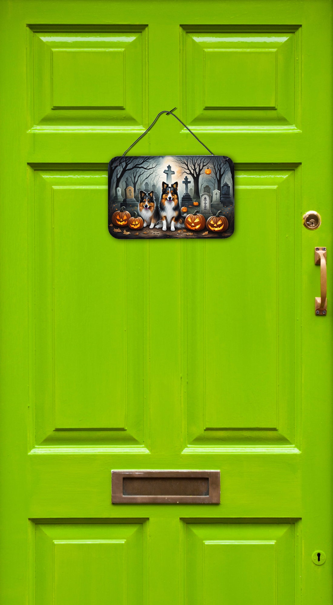 Buy this Sheltie Spooky Halloween Wall or Door Hanging Prints