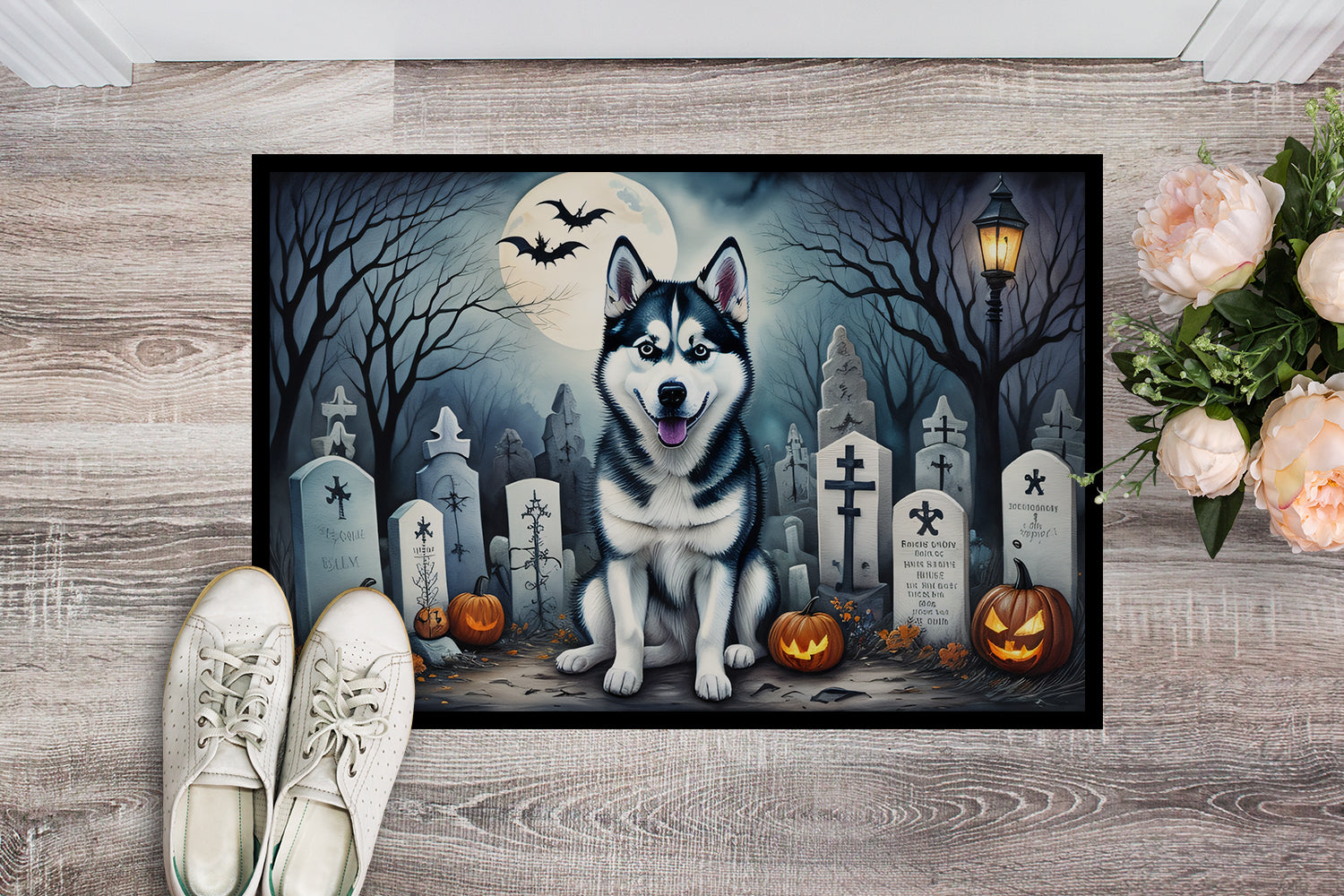 Buy this Siberian Husky Spooky Halloween Indoor or Outdoor Mat 24x36