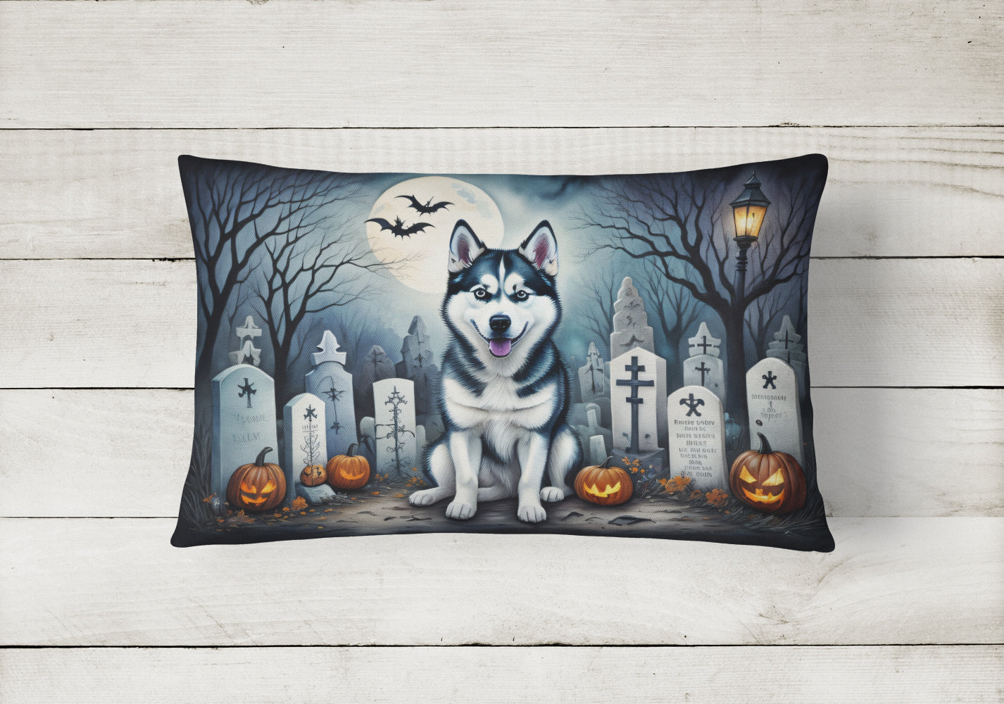 Buy this Siberian Husky Spooky Halloween Fabric Decorative Pillow