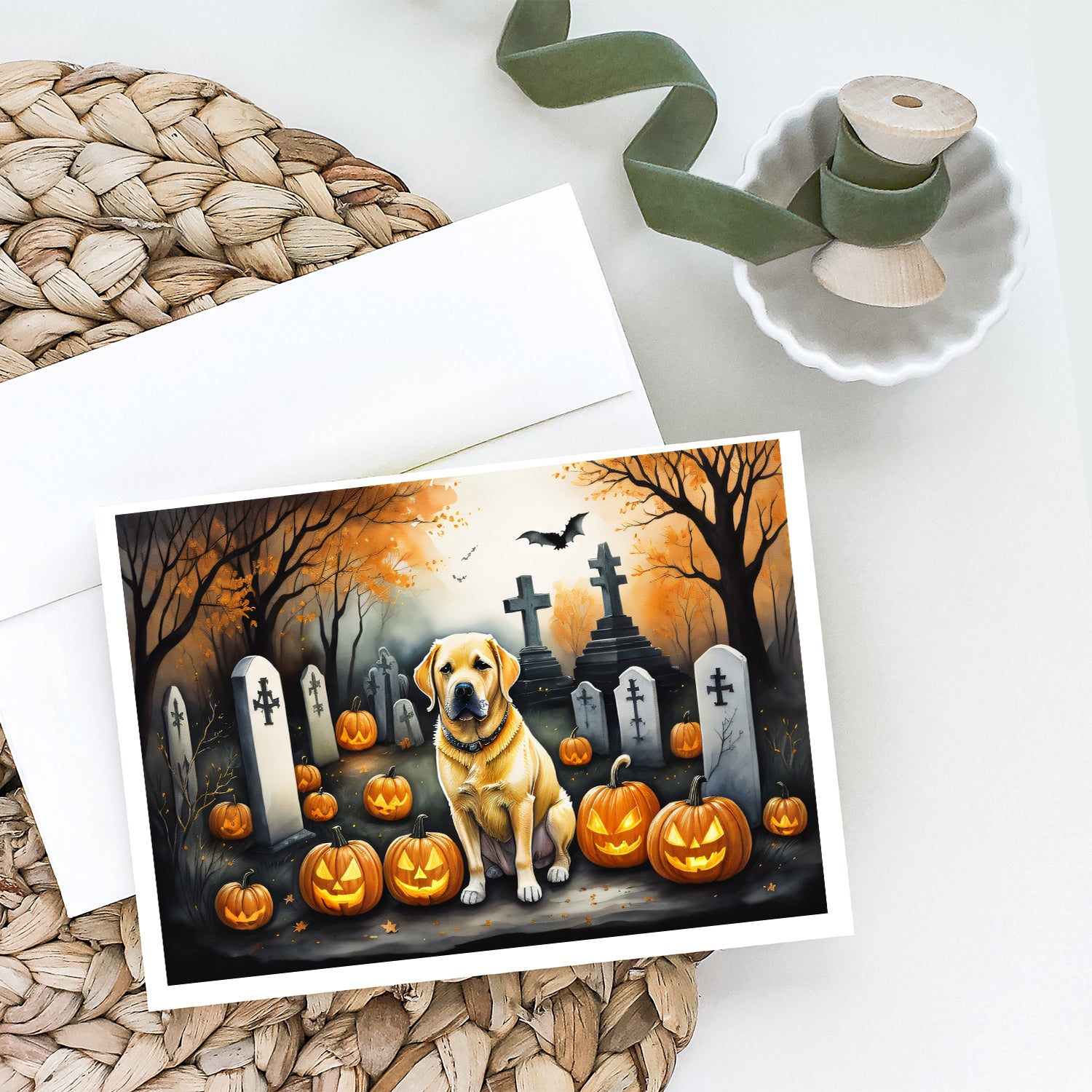 Buy this Yellow Labrador Retriever Spooky Halloween Greeting Cards and Envelopes Pack of 8