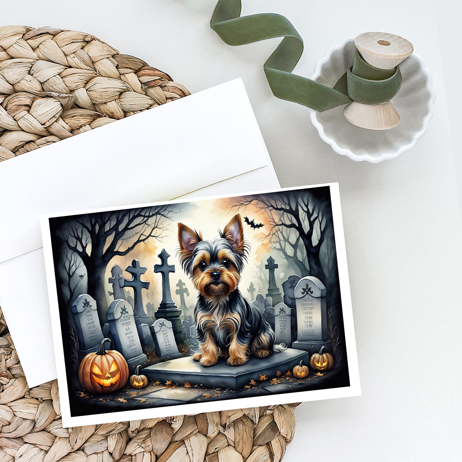 Buy this Yorkshire Terrier Spooky Halloween Greeting Cards and Envelopes Pack of 8