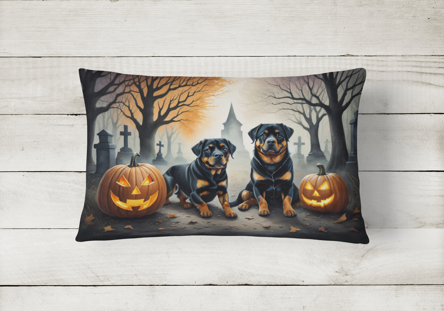 Buy this Rottweiler Spooky Halloween Fabric Decorative Pillow