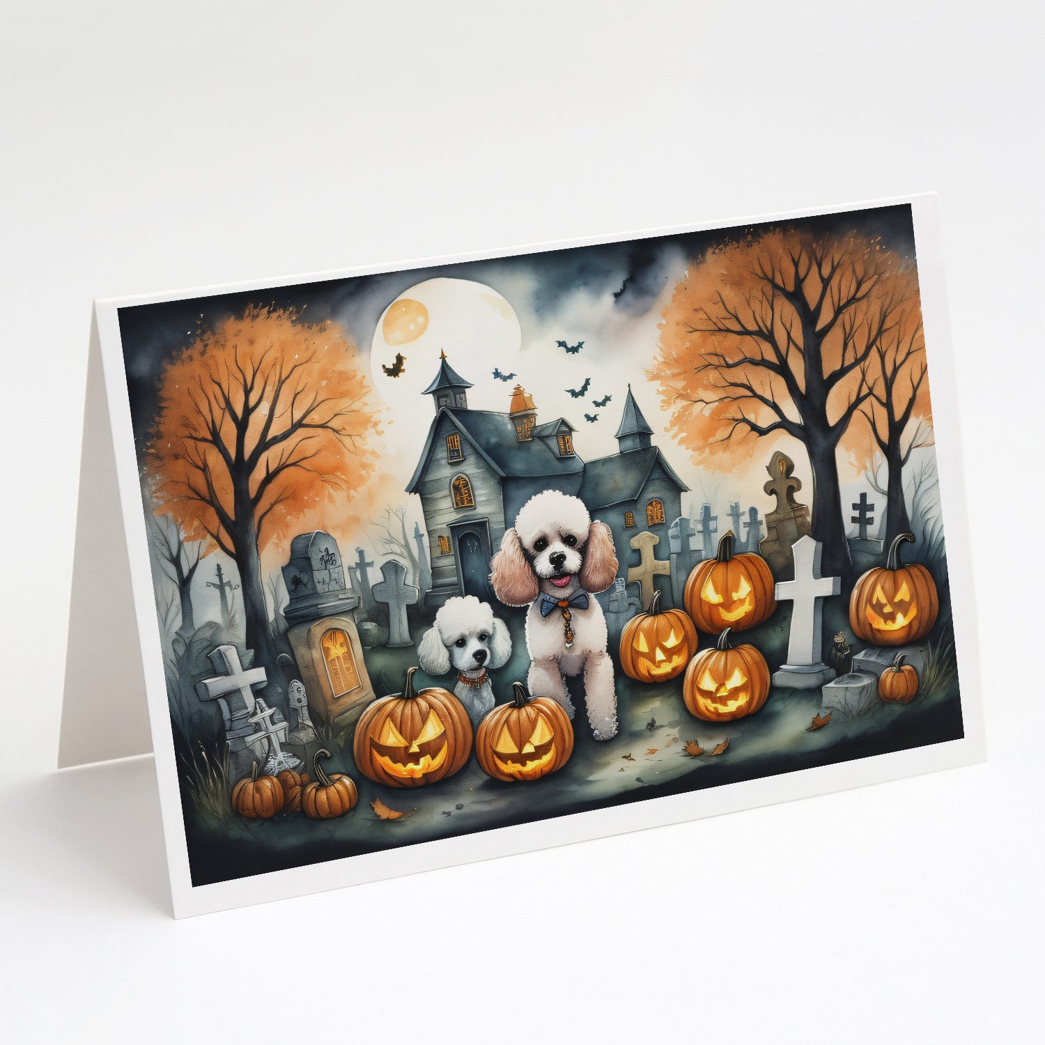 Buy this Poodle Spooky Halloween Greeting Cards and Envelopes Pack of 8