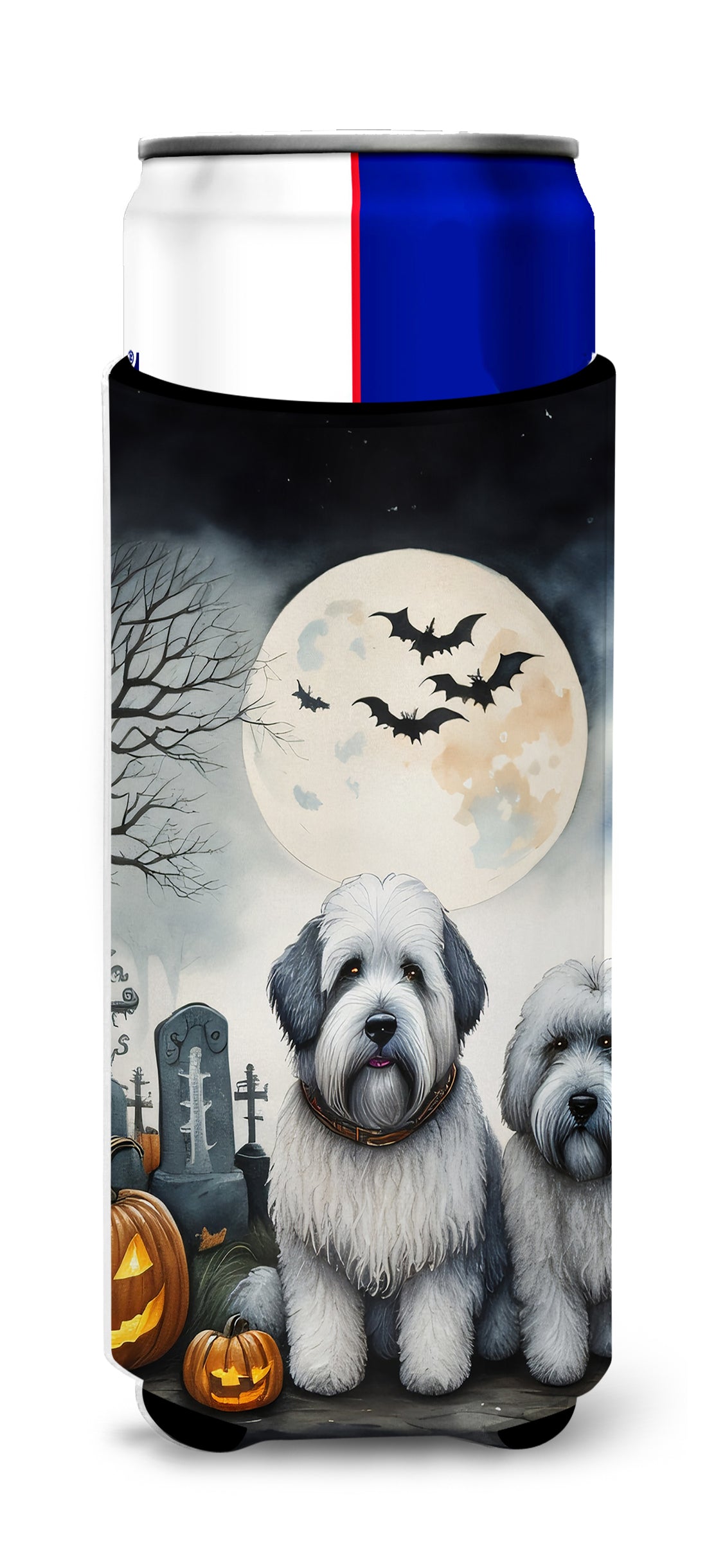 Buy this Old English Sheepdog Spooky Halloween Hugger for Ultra Slim Cans